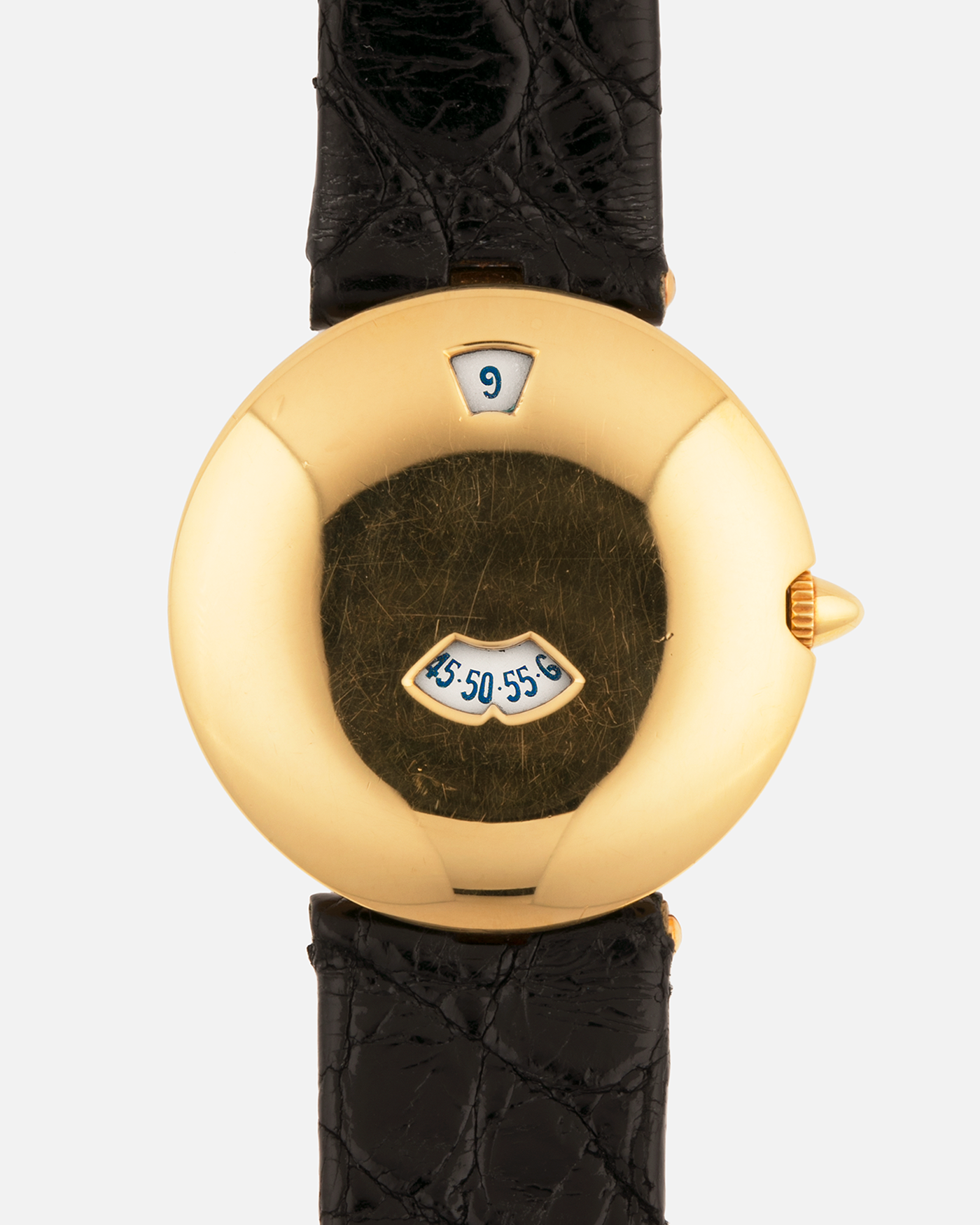 Brand: Chaumet
Year: Early 1990’s
Model: Les Pleiades
Reference Number: 11A
Material: 18k Yellow Gold
Movement: Quartz Jump Hour Movement
Case Dimensions: 30mm
Strap: Black Alligator Strap with 18k Yellow Gold Chaumet Tang Buckle