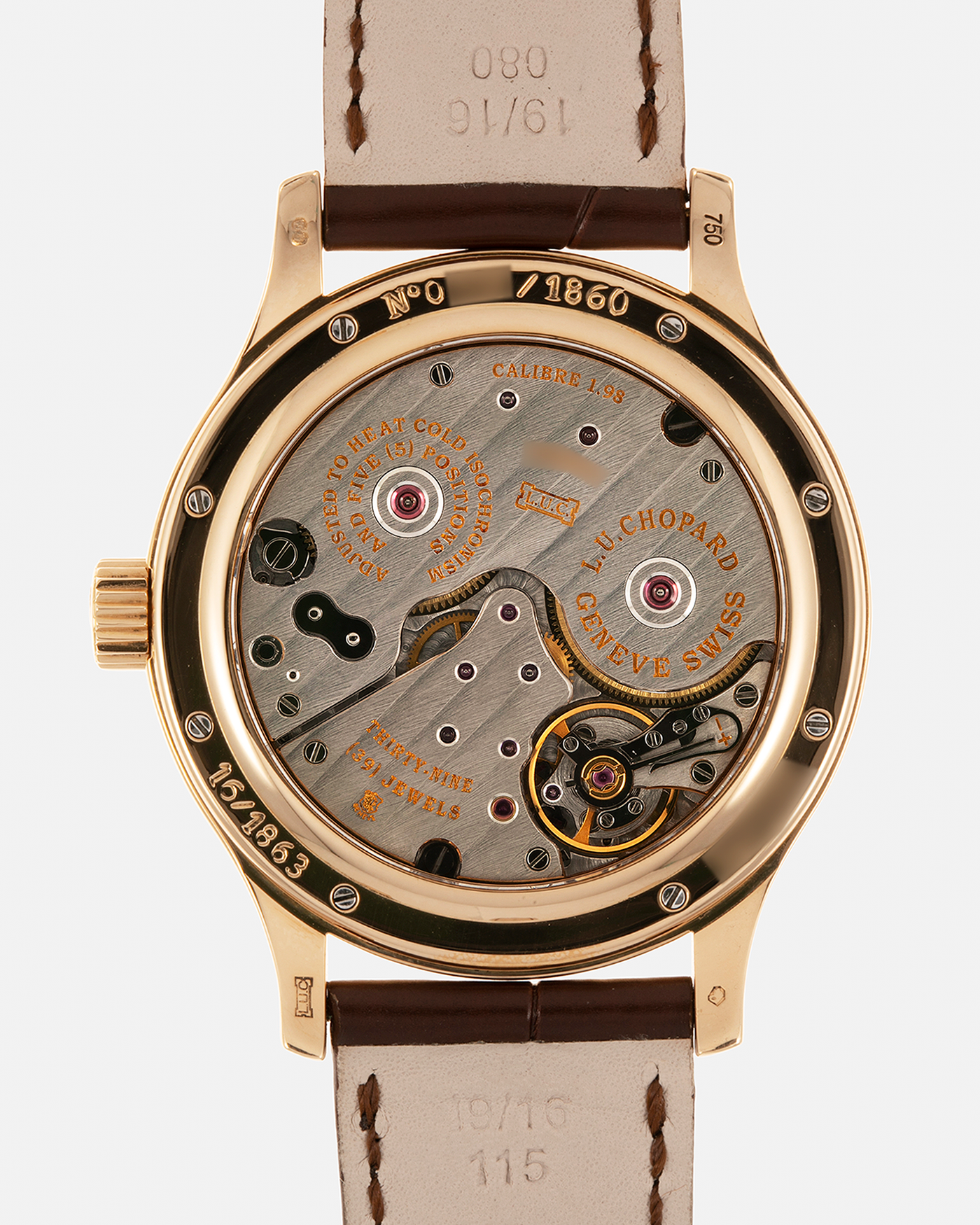 Brand: Chopard L.U.C. Year: 1990’s Model / Reference: 16/1863 ‘Quattro’ Material: 18-carat Yellow Gold Movement: Chopard Cal. 1.98, Manual-Winding Case Diameter: 38mm Lug Width: 19mm Strap: Chopard Brown Alligator Leather Strap with Signed 18-carat Yellow Gold Tang Buckle