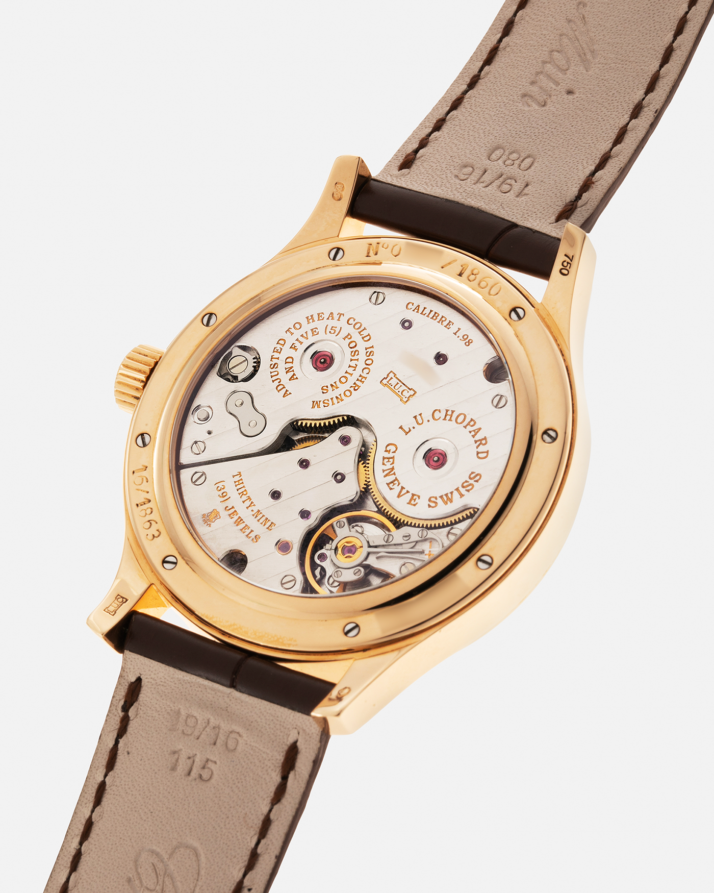 Brand: Chopard L.U.C. Year: 1990’s Model / Reference: 16/1863 ‘Quattro’ Material: 18-carat Yellow Gold Movement: Chopard Cal. 1.98, Manual-Winding Case Diameter: 38mm Lug Width: 19mm Strap: Chopard Brown Alligator Leather Strap with Signed 18-carat Yellow Gold Tang Buckle