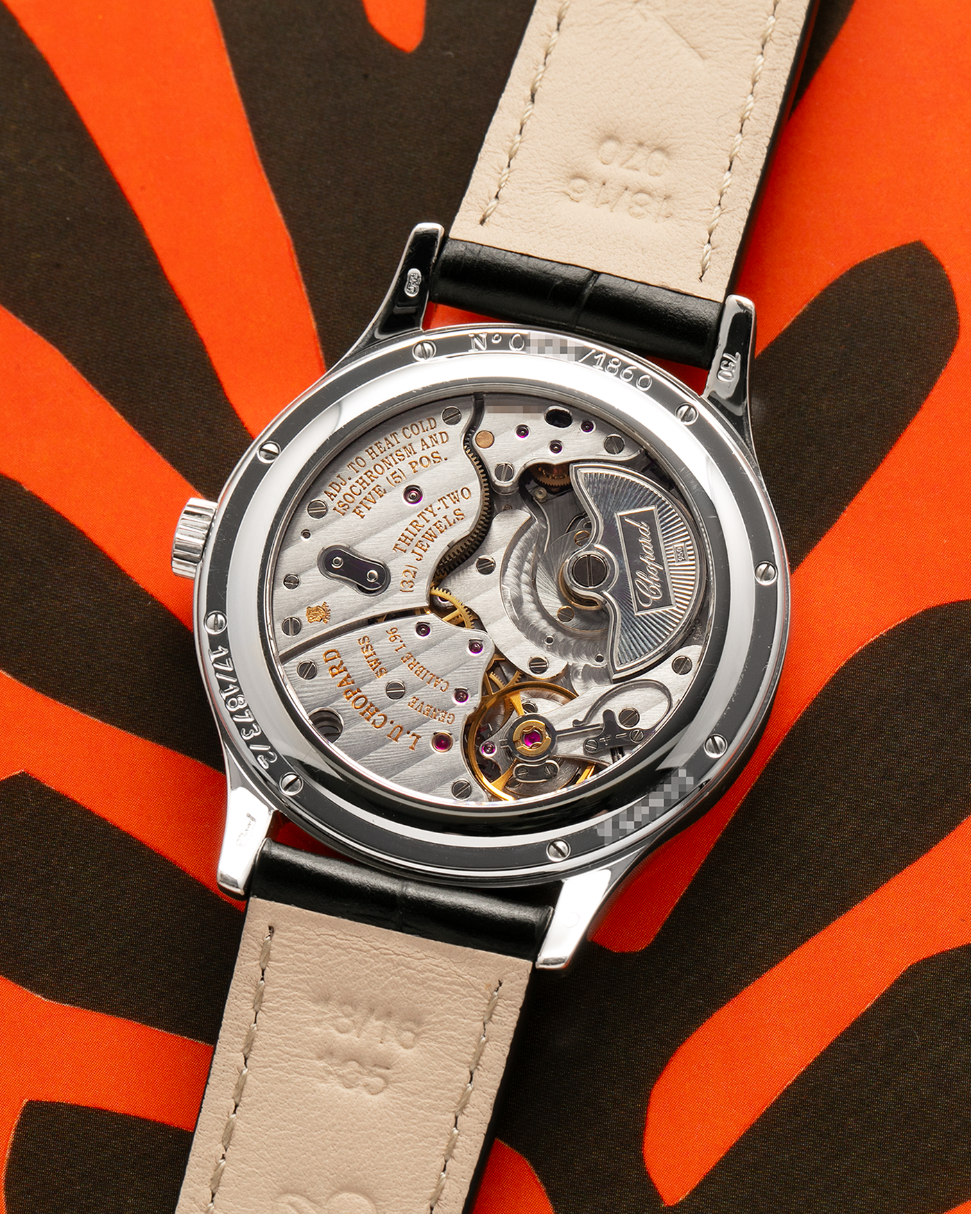 Brand: Chopard L.U.C.
Year: 2000’s
Model: 17/1873/2 Based Off 16/1860/2
Material: 18-carat White Gold Case, Factory-Set Diamond Bezel and Dial
Movement: Chopard Cal. 1.96, Self-Winding Micro-Rotor
Case Dimensions: 37mm Diameter 8.5mm Thickness
Lug Width: 18mm
Strap: Chopard Black Alligator Strap with 18k White Gold Chopard Tang Buckle