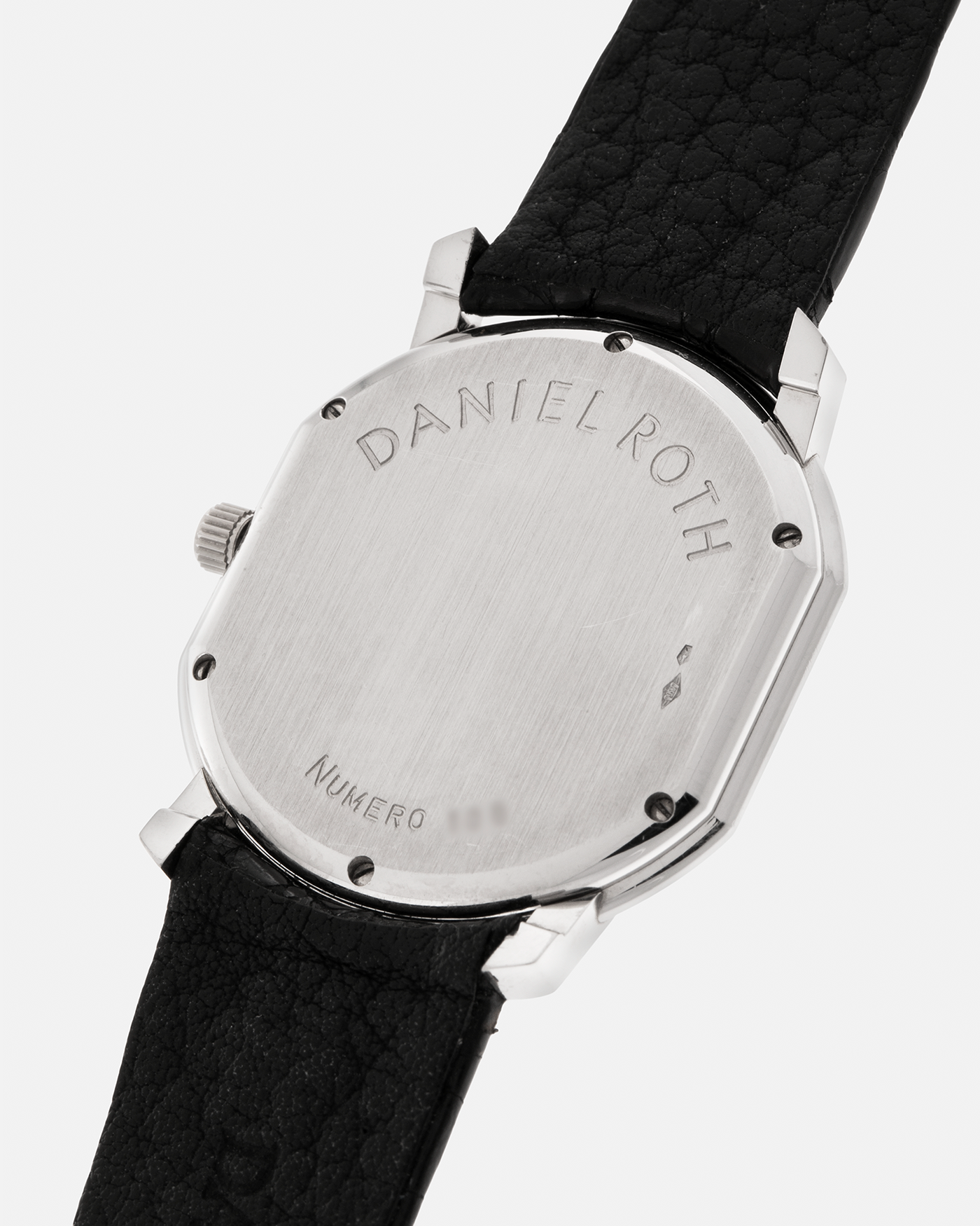 Brand: Daniel Roth
Year: 1990’s
Model: 2107
Material: Platinum 950
Movement: Frederic Piguet Cal. 71, Self-Winding
Case Dimensions: 35mm x 38mm x 6.5mm (Lug-to-Lug 41mm)
Lug Width: 20mm
Strap: Daniel Roth Black Alligator Leather Strap with Signed Platinum 950 Tang Buckle