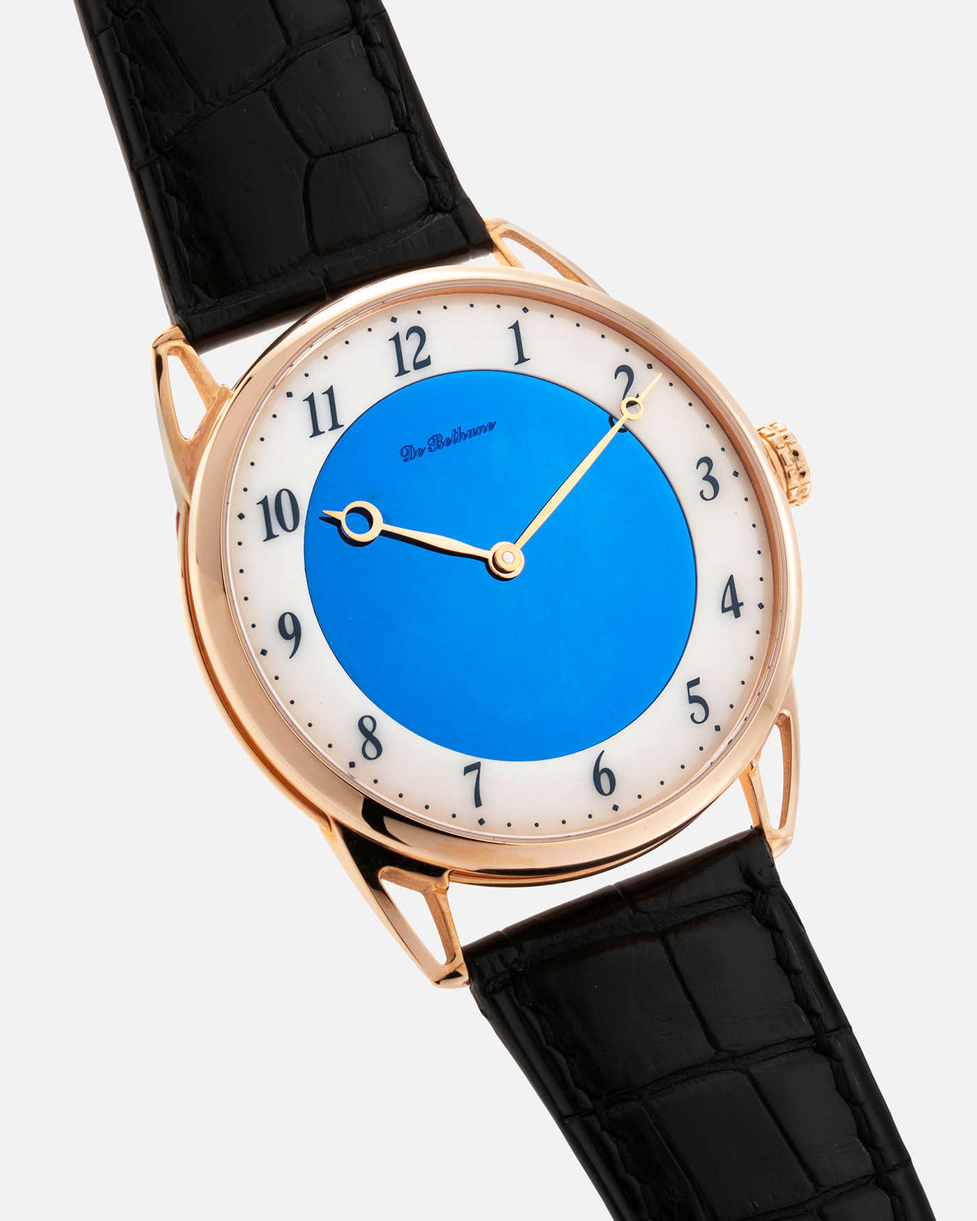 Brand: De Bethune Year: Circa 2020 Model: Midnight Blue Reference: DB25XPARV2 Material: 18-carat Rose Gold Movement: De Bethune Cal. DB2024, Self-Winding Case Diameter: 42mm Strap: De Bethune Black Alligator with Signed 18-carat Rose Gold Tang Buckle