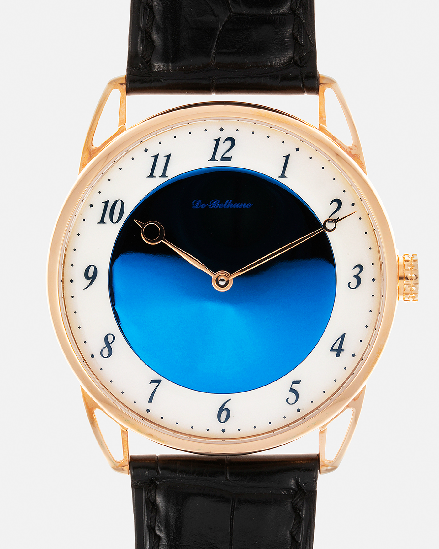 Brand: De Bethune Year: Circa 2020 Model: Midnight Blue Reference: DB25XPARV2 Material: 18-carat Rose Gold Movement: De Bethune Cal. DB2024, Self-Winding Case Diameter: 42mm Strap: De Bethune Black Alligator with Signed 18-carat Rose Gold Tang Buckle
