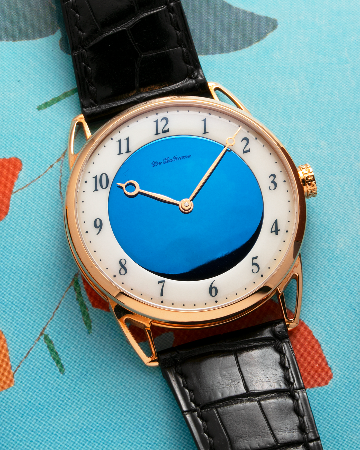 Brand: De Bethune Year: Circa 2020 Model: Midnight Blue Reference: DB25XPARV2 Material: 18-carat Rose Gold Movement: De Bethune Cal. DB2024, Self-Winding Case Diameter: 42mm Strap: De Bethune Black Alligator with Signed 18-carat Rose Gold Tang Buckle