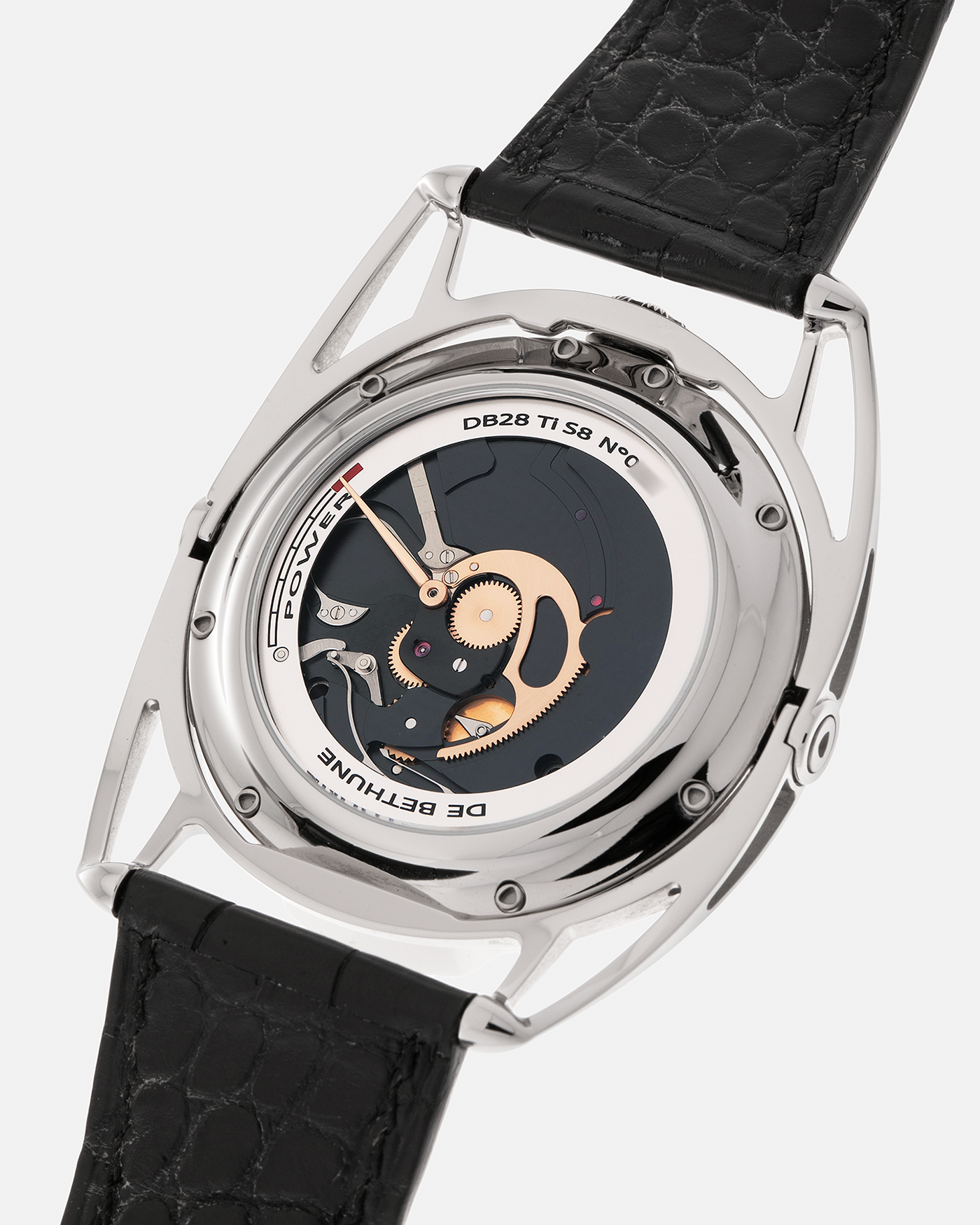 Brand: De Bethune
Year: 2021
Model: DB28TIS8C6PN
Reference: DB28 Titanium
Material: Grade 5 Titanium
Movement: De Bethune Cal. DB2115, Manual-Winding
Case Dimensions: 42.6mm x 9.3mm (Lug-to-Lug 58.3mm)
Lug Width: 26mm
Strap: De Bethune Black Alligator Leather Strap with Signed Titanium Tang Buckle 