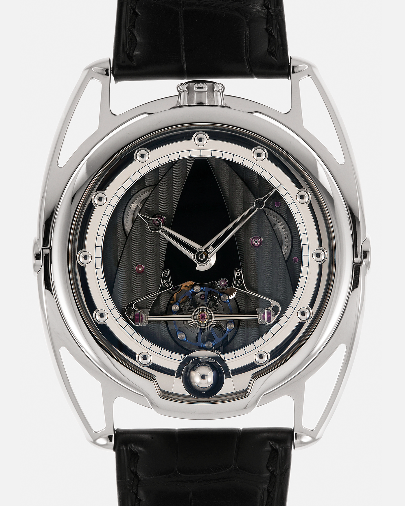 Brand: De Bethune
Year: 2021
Model: DB28TIS8C6PN
Reference: DB28 Titanium
Material: Grade 5 Titanium
Movement: De Bethune Cal. DB2115, Manual-Winding
Case Dimensions: 42.6mm x 9.3mm (Lug-to-Lug 58.3mm)
Lug Width: 26mm
Strap: De Bethune Black Alligator Leather Strap with Signed Titanium Tang Buckle 