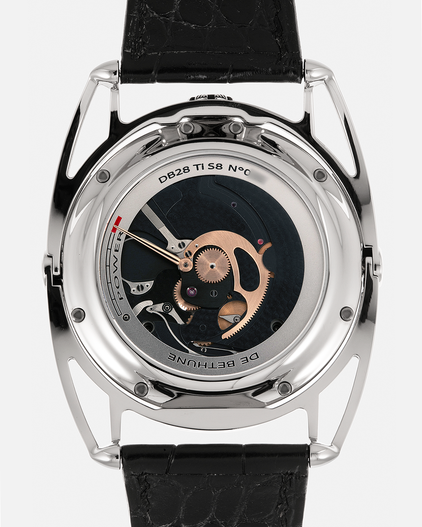 Brand: De Bethune
Year: 2021
Model: DB28TIS8C6PN
Reference: DB28 Titanium
Material: Grade 5 Titanium
Movement: De Bethune Cal. DB2115, Manual-Winding
Case Dimensions: 42.6mm x 9.3mm (Lug-to-Lug 58.3mm)
Lug Width: 26mm
Strap: De Bethune Black Alligator Leather Strap with Signed Titanium Tang Buckle 