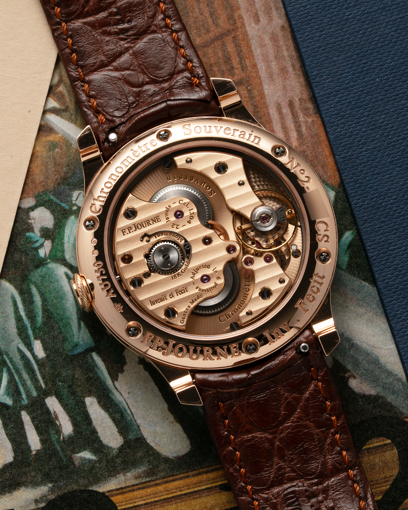 Brand: F.P. Journe Year: 2021 Model: Chronomètre Souverain Material: 18-carat Rose Gold Movement: F.P Journe Cal. 1304, Manual-Winding Case Diameter: 40mm Lug Width: 20mm Strap: F.P. Journe Brown Alligator Leather Strap and Signed 18-carat Rose Gold Tang Buckle