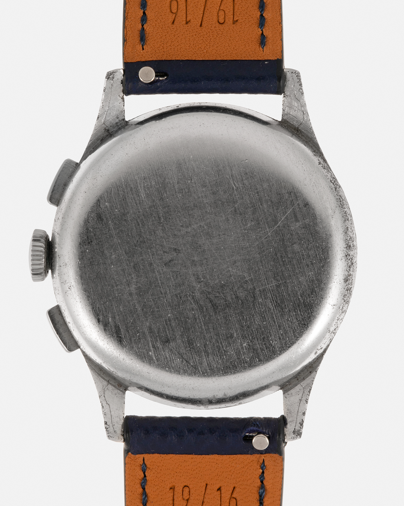 Brand: Girard Perregaux
Year: 1940s
Model: Tri-Compax
Material: Stainless Steel
Movement: Universal Genève (Branded Girard Perregaux) Cal. 287, Manual-Winding
Case Diameter: 37mm x 13mm (Lug-to-Lug 44.5mm)
Lug Width: 19mm
Strap: Nostime Dark Navy Textured Calf Leather Strap