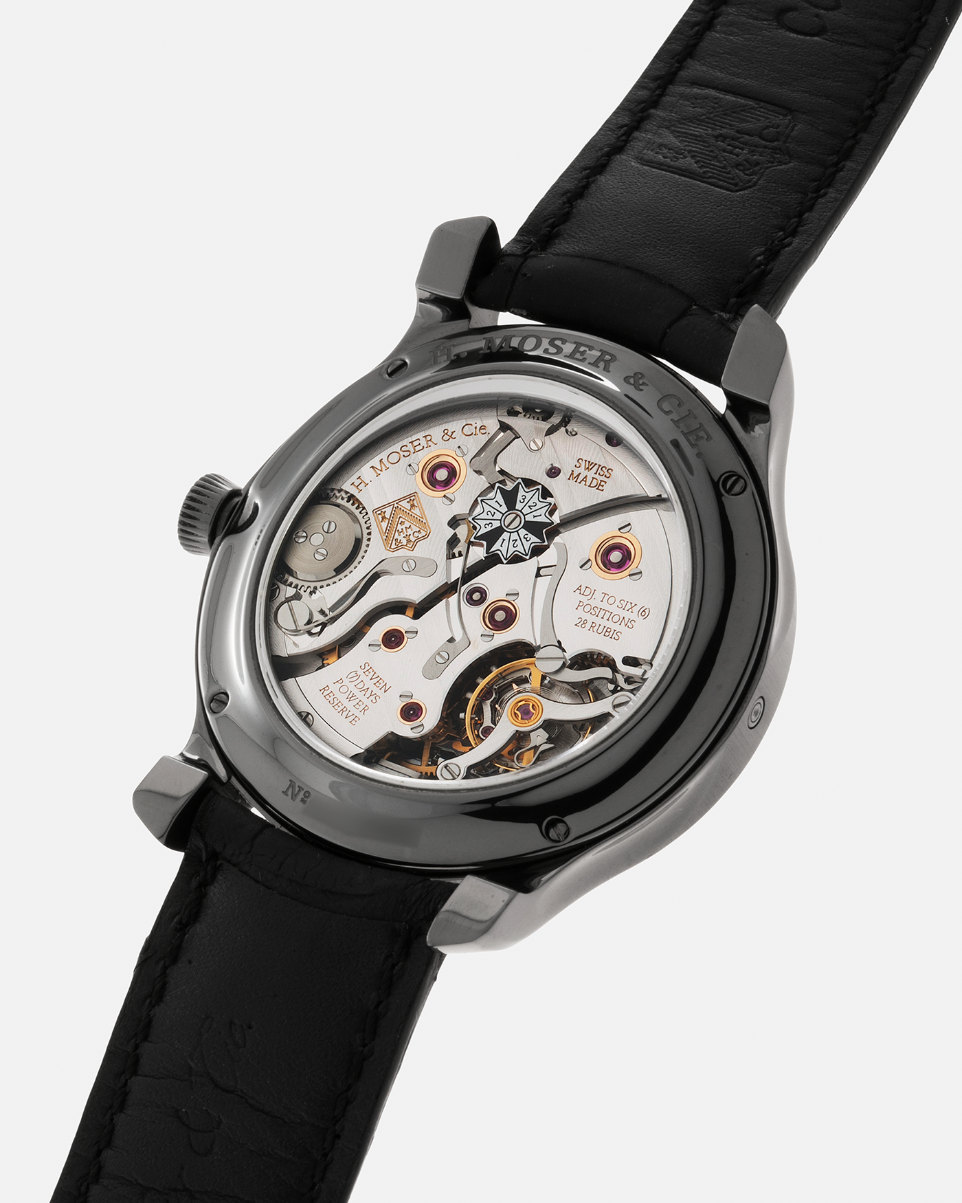 Brand: H.Moser & Cie Year: 2020 Model: Endeavour Perpetual Calendar Yellow-Green Fumé Reference Number: 1344-0504 Material: DLC Coated Titanium Movement: H. Moser Cal. HMC 341, Manual-Winding Case Diameter: 40.8mm Lug Width: 20mm Strap: H. Moser & Cie Black Alligator Leather Strap with Signed DLC Coated Titanium Tang Buckle