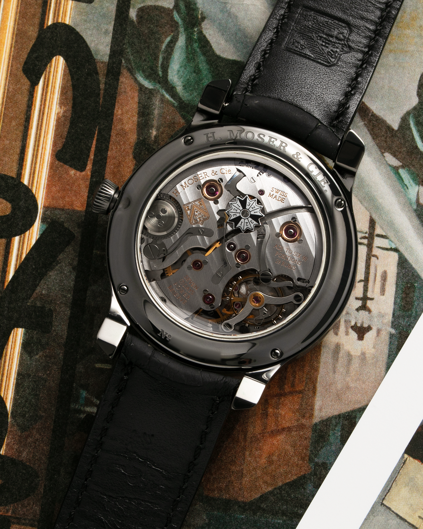 Brand: H.Moser & Cie Year: 2020 Model: Endeavour Perpetual Calendar Yellow-Green Fumé Reference Number: 1344-0504 Material: DLC Coated Titanium Movement: H. Moser Cal. HMC 341, Manual-Winding Case Diameter: 40.8mm Lug Width: 20mm Strap: H. Moser & Cie Black Alligator Leather Strap with Signed DLC Coated Titanium Tang Buckle