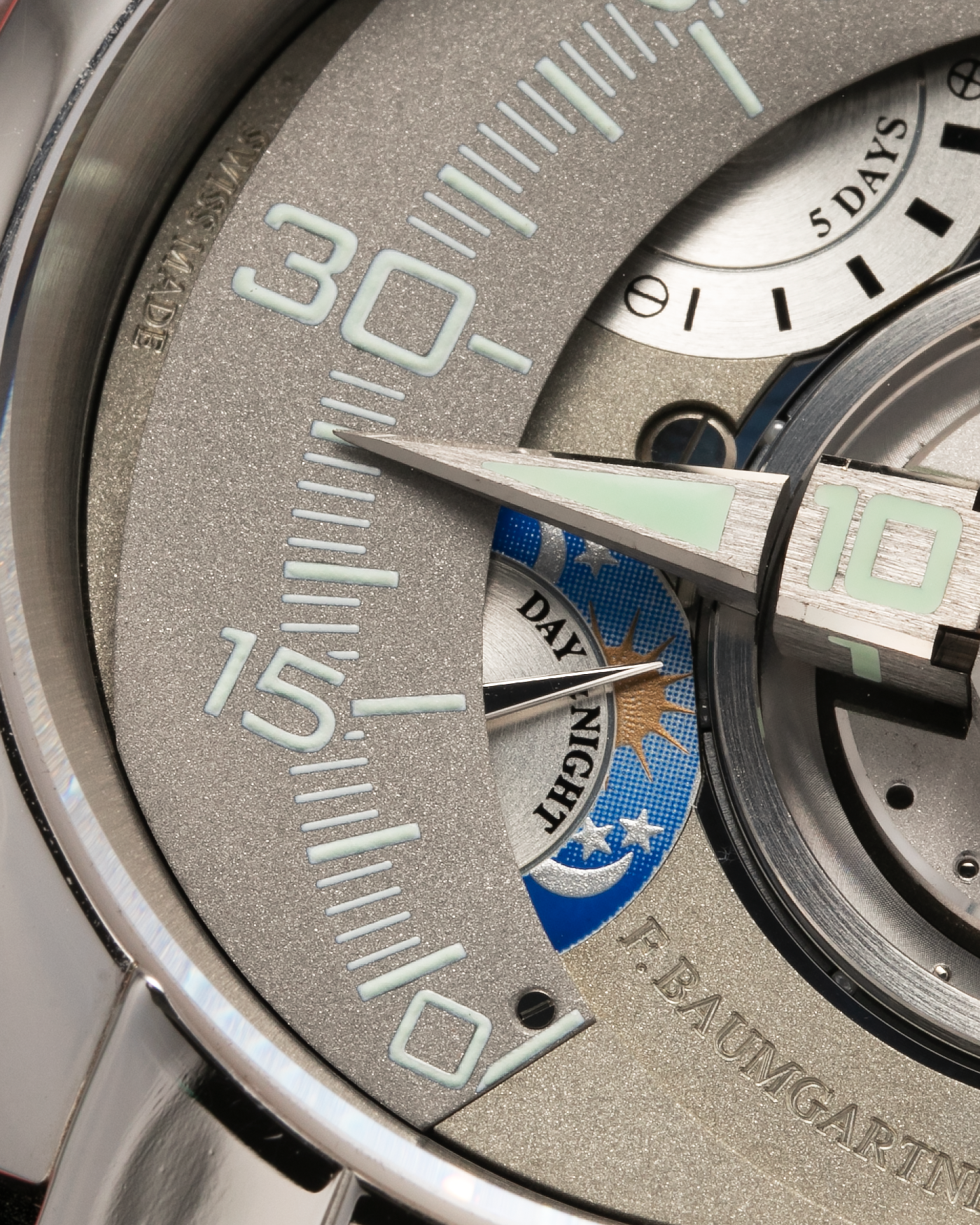 Brand: Harry Winston Year: 2005 Model: Opus V, Limited Edition of 45 pieces in Platinum Material: Platinum 950 Movement: Harry Winston Cal. HW1026 in ARCAP Alloy, Manual-Winding Case Diameter: 50mm Strap: Philips Grey Calf Leather Strap with Signed Platinum Tang Buckle