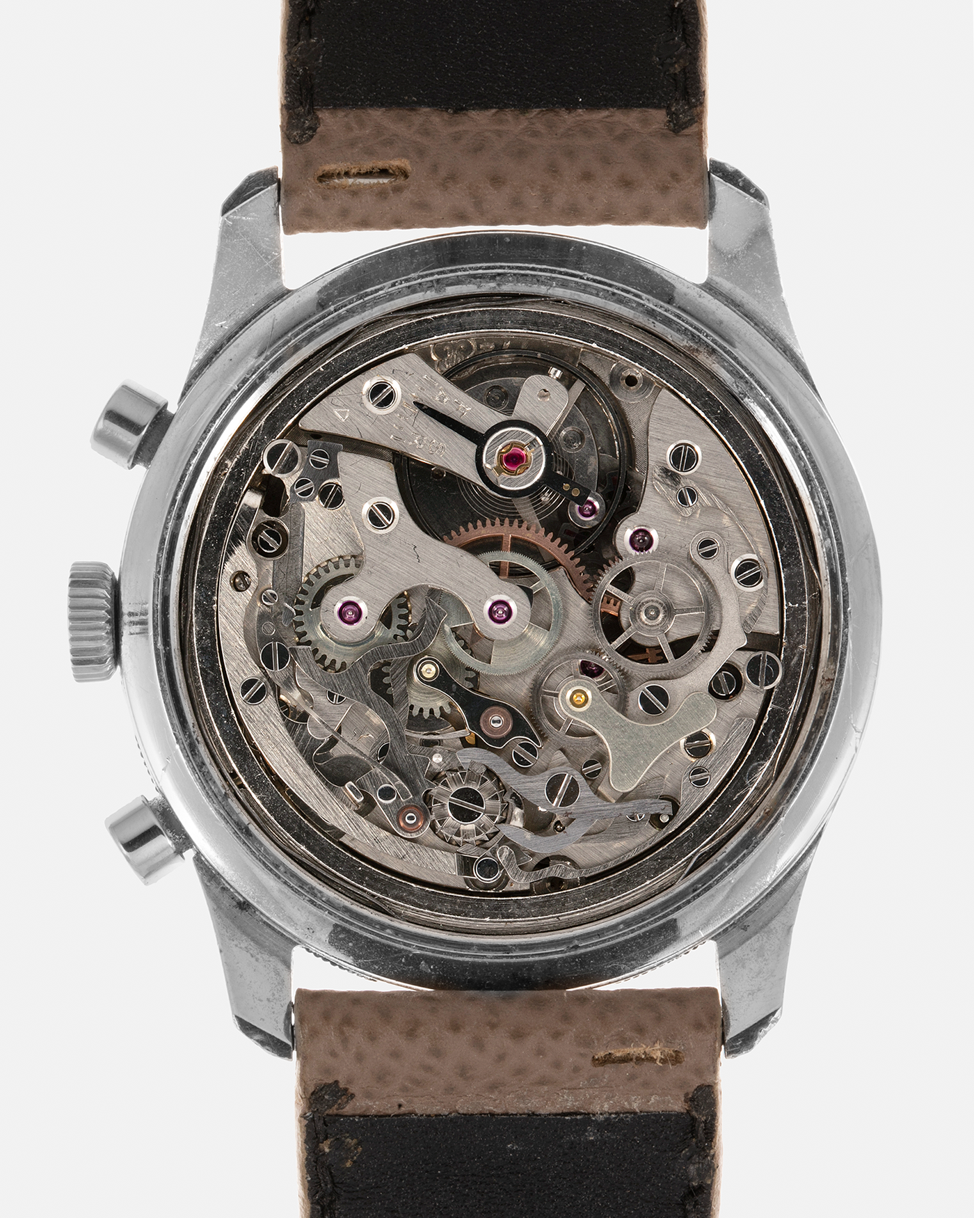 Brand: Jaeger Year: 1968 Model: 4 ATM Reference Number: E.13001 Serial Number: 442745 Material: Stainless Steel Movement: Valjoux Cal. 72, Manual-Winding Case Diameter: 41mm Lug Width: 22mm Strap: Generic Taupe Leather Strap
