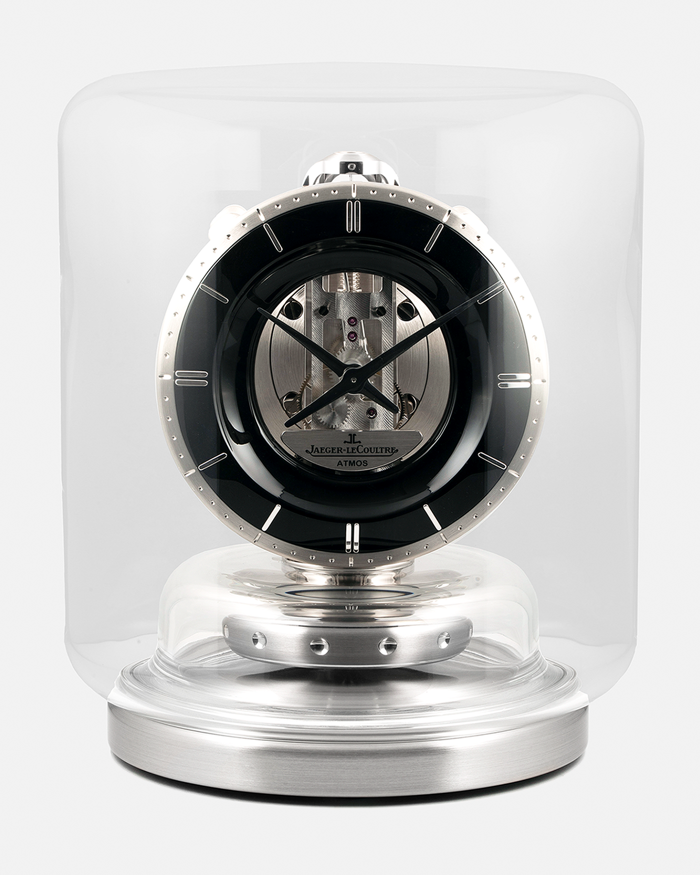 Brand: Jaeger LeCoultre
Year: 2022
Model: Atmos Infinite
Reference Number: Q540531J
Material: Glass Case, Black Lacquer Dial, Stainless Steel Construction
Movement: Jaeger LeCoultre Cal. 570, Perpetual Movement
Dimensions: 215mm (Width) x 253mm (Height)