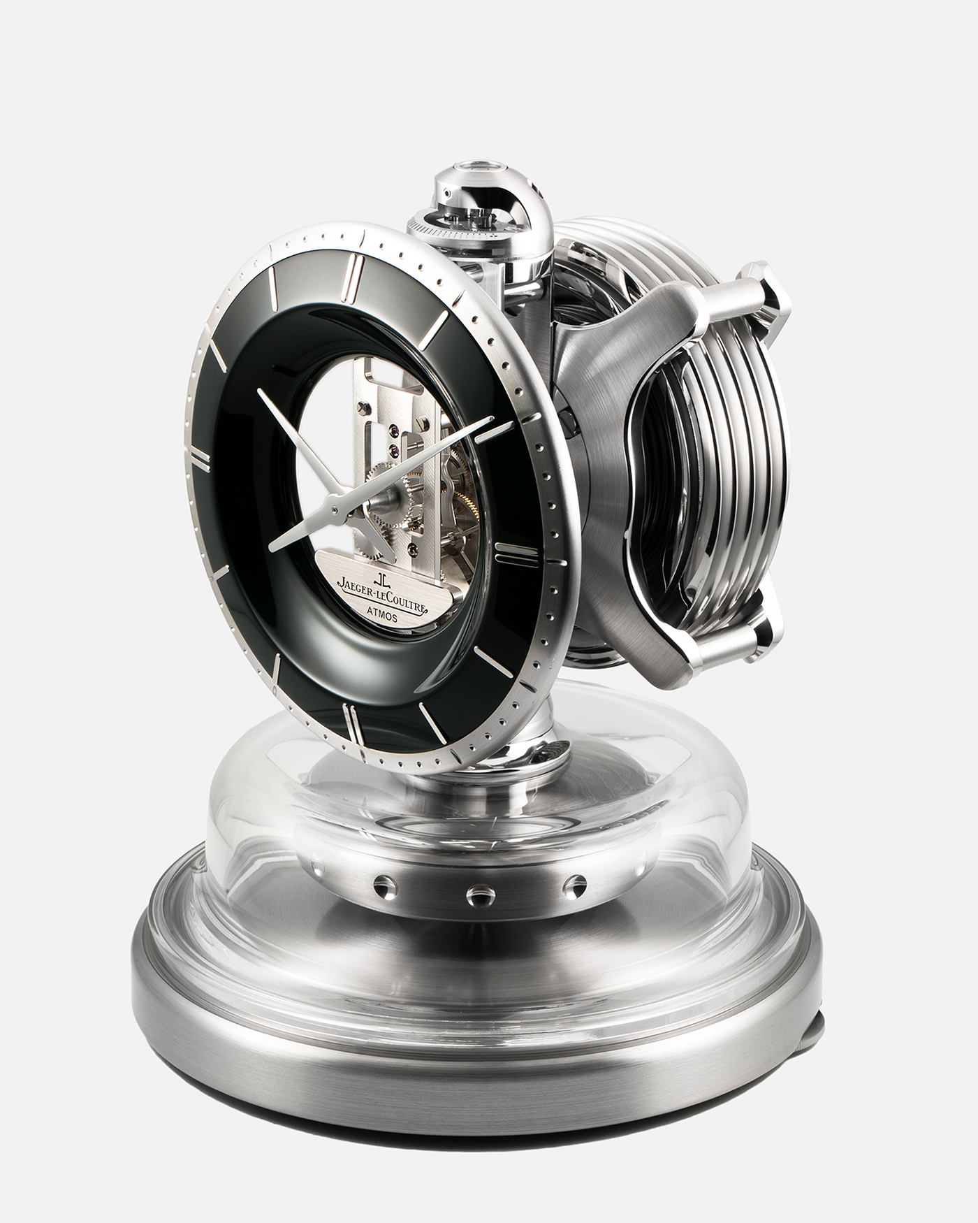 Brand: Jaeger LeCoultre
Year: 2022
Model: Atmos Infinite
Reference Number: Q540531J
Material: Glass Case, Black Lacquer Dial, Stainless Steel Construction
Movement: Jaeger LeCoultre Cal. 570, Perpetual Movement
Dimensions: 215mm (Width) x 253mm (Height)