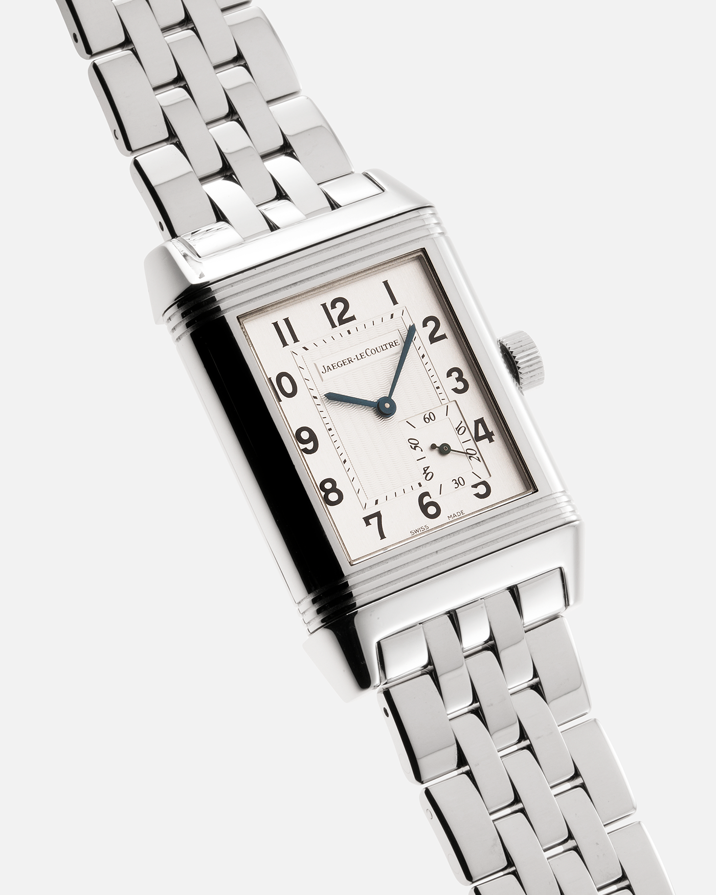Brand: Jaeger LeCoultre Year: 2004 Model: Grande Reverso 8 Days Kanji Japan Edition, Limited to 50 pieces Reference: 240.8.14 Material: Stainless Steel Movement: JLC Cal. 874, Manual-Wind Case Diameter: 46.5mm x 29mm Bracelet/Strap: Jaeger LeCoultre Stainless Steel Bracelet with Signed Deployant Clasp