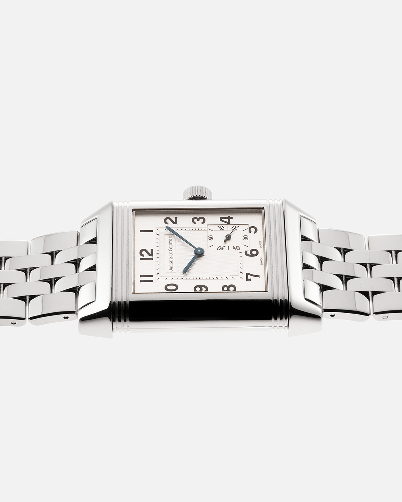 Brand: Jaeger LeCoultre Year: 2004 Model: Grande Reverso 8 Days Kanji Japan Edition, Limited to 50 pieces Reference: 240.8.14 Material: Stainless Steel Movement: JLC Cal. 874, Manual-Wind Case Diameter: 46.5mm x 29mm Bracelet/Strap: Jaeger LeCoultre Stainless Steel Bracelet with Signed Deployant Clasp