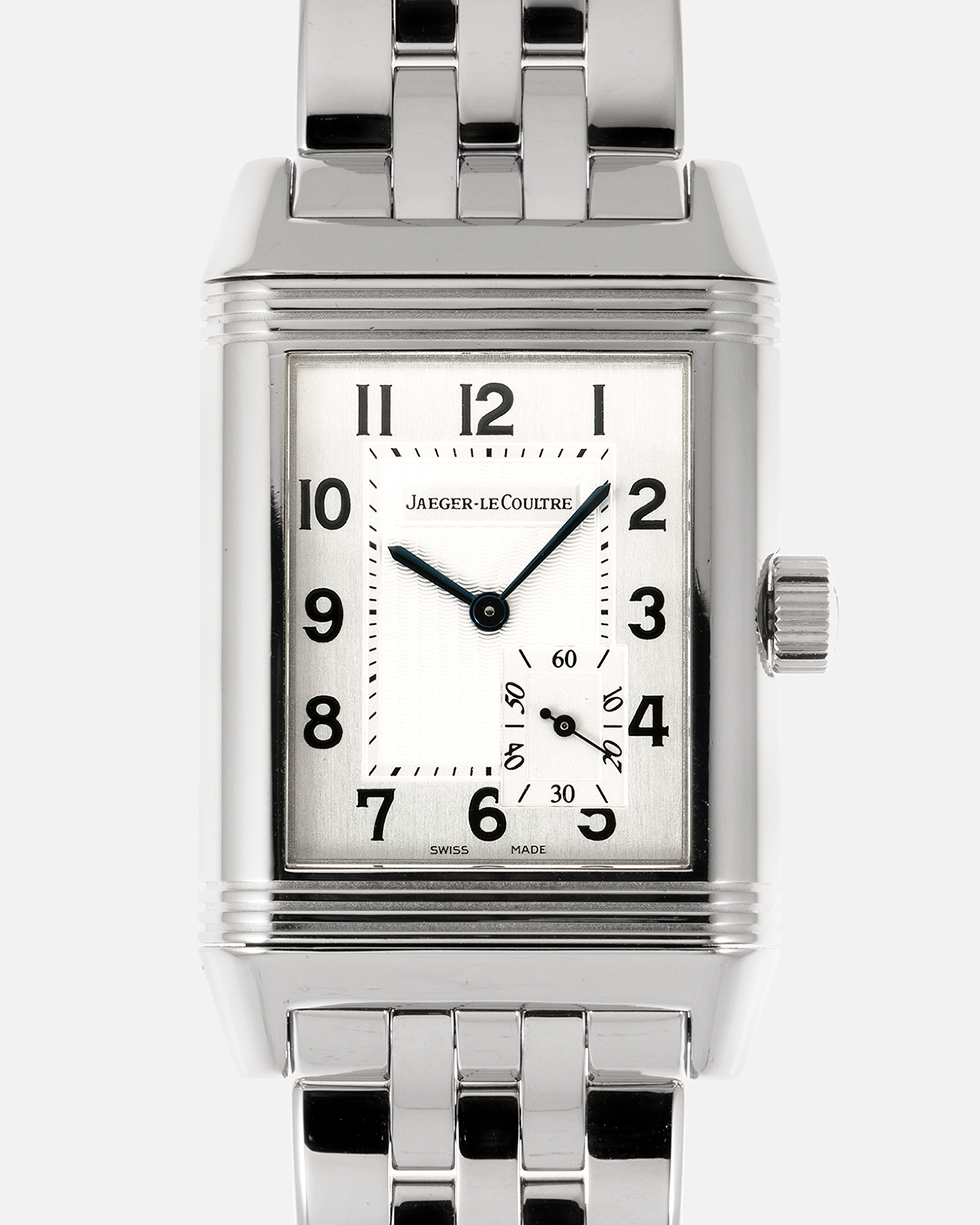 Brand: Jaeger LeCoultre Year: 2004 Model: Grande Reverso 8 Days Kanji Japan Edition, Limited to 50 pieces Reference: 240.8.14 Material: Stainless Steel Movement: JLC Cal. 874, Manual-Wind Case Diameter: 46.5mm x 29mm Bracelet/Strap: Jaeger LeCoultre Stainless Steel Bracelet with Signed Deployant Clasp