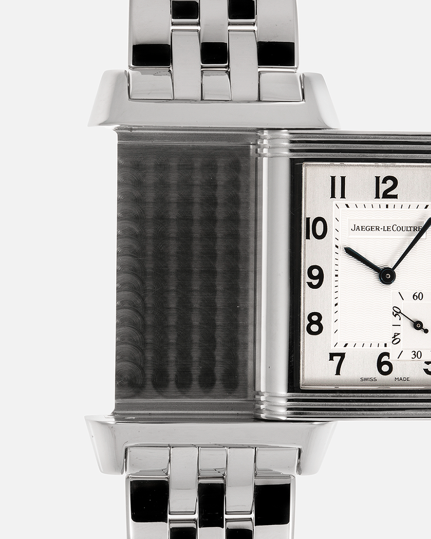 Brand: Jaeger LeCoultre Year: 2004 Model: Grande Reverso 8 Days Kanji Japan Edition, Limited to 50 pieces Reference: 240.8.14 Material: Stainless Steel Movement: JLC Cal. 874, Manual-Wind Case Diameter: 46.5mm x 29mm Bracelet/Strap: Jaeger LeCoultre Stainless Steel Bracelet with Signed Deployant Clasp