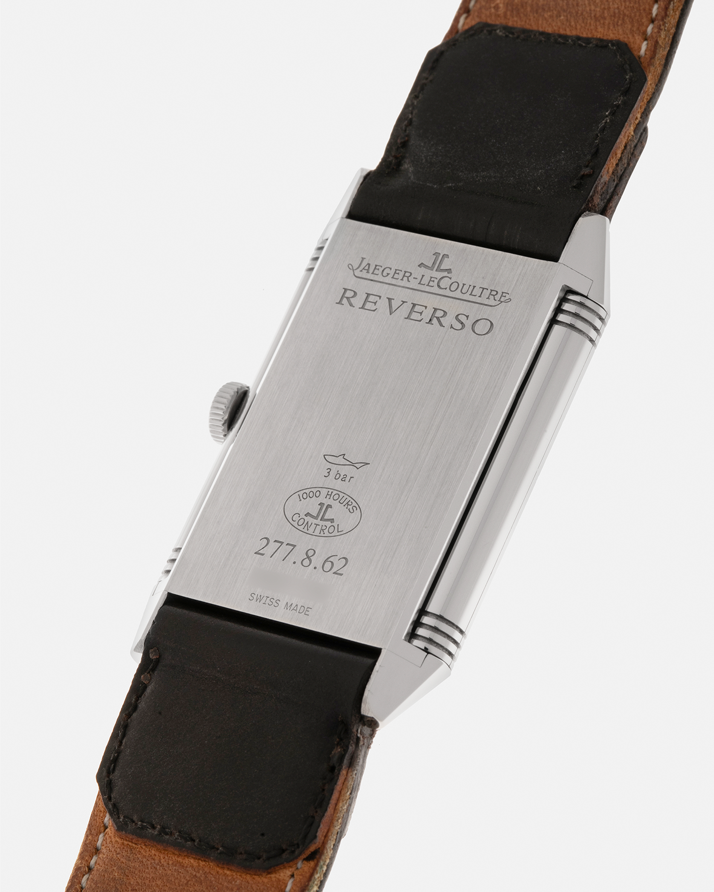 Brand: Jaeger LeCoultre
Year: 2011
Model: Q278857I, Grande Reverso Tribute to 1931 ‘US Edition’
Reference Number: 277.8.62
Material: Stainless Steel
Movement: Jaeger LeCoultre Cal. 822, Manual-Winding
Case Dimensions:  46.8mm (Including Lugs) x 27.4mm x 7.3mm
Lug Width: 20mm
Strap: Jaeger LeCoultre Casa Fagliano Black Shell Cordovan ‘2011’ Leather Strap with Signed Stainless Steel Tang Buckle