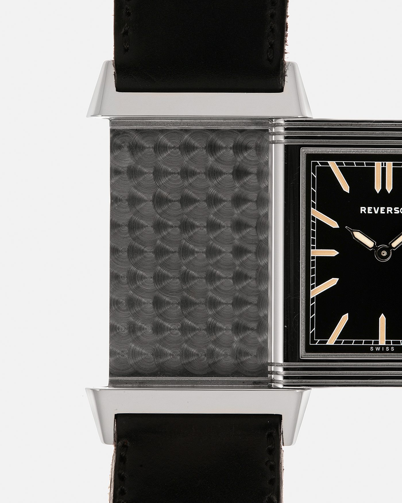 Brand: Jaeger LeCoultre
Year: 2011
Model: Q278857I, Grande Reverso Tribute to 1931 ‘US Edition’
Reference Number: 277.8.62
Material: Stainless Steel
Movement: Jaeger LeCoultre Cal. 822, Manual-Winding
Case Dimensions:  46.8mm (Including Lugs) x 27.4mm x 7.3mm
Lug Width: 20mm
Strap: Jaeger LeCoultre Casa Fagliano Black Shell Cordovan ‘2011’ Leather Strap with Signed Stainless Steel Tang Buckle