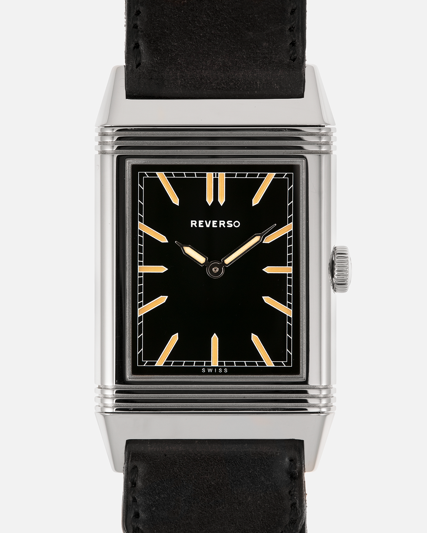 Brand: Jaeger LeCoultre Year: 2011 Model: Q278857I, Grande Reverso Tribute to 1931 ‘US Edition’ Reference Number: 277.8.62 Material: Stainless Steel Movement: Jaeger LeCoultre Cal. 822, Manual-Winding Case Dimensions:  46.8mm (Including Lugs) x 27.4mm x 7.3mm Lug Width: 20mm Straps: Jaeger LeCoultre Casa Fagliano Black Shell Cordovan ‘2011’ Leather Strap with Signed Stainless Steel Tang Buckle, extra Jaeger LeCoultre Dark Brown Shell Cordovan ‘2011’ Leather Strap, extra Jaeger LeCoultre Casa Fagliano Light 
