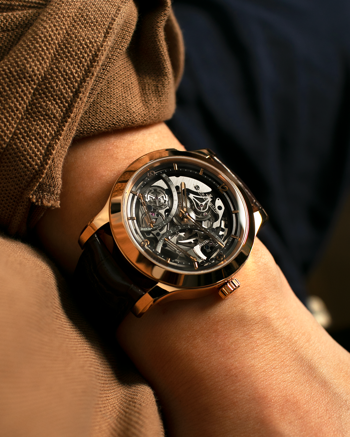 Brand: Jaeger LeCoultre
Year: 2008
Model: Master Minute Repeater 1833, 175th Anniversary Limited Edition of 175 Pieces
Reference Number: 151.2.67.S
Material: 18-carat Rose Gold
Movement: Jaeger LeCoultre Cal. 947 (Based on the Cal. 944), Manual-Winding
Case Diameter:  44mm x 15.6mm (Lug-to-Lug 52.6mm)
Lug Width: 22mm
Strap: Jaeger LeCoultre Dark Brown Alligator Leather Strap with Signed 18-carat Rose Gold Deployant Clasp 