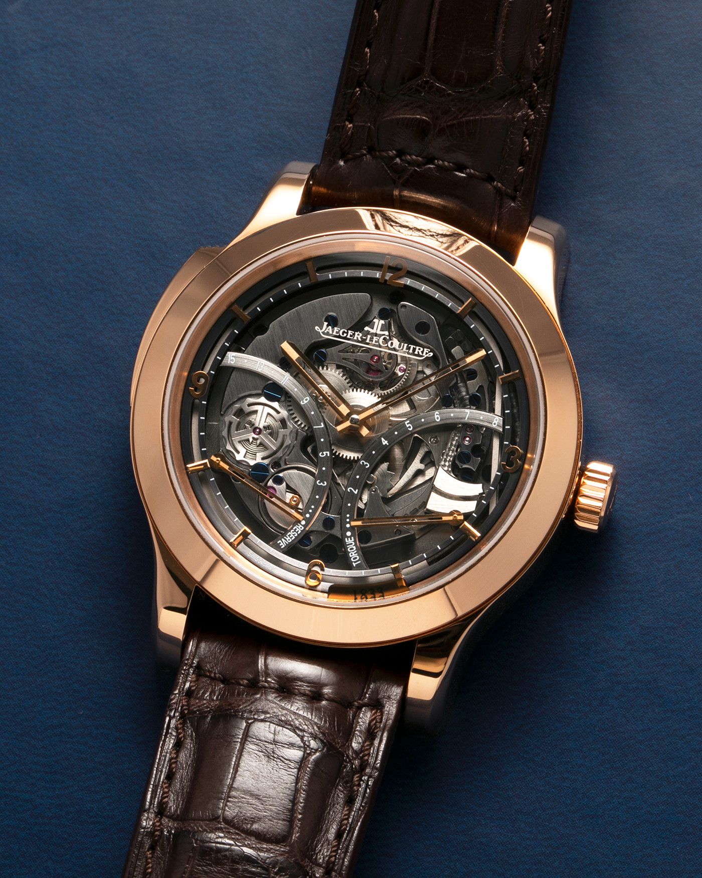 Brand: Jaeger LeCoultre
Year: 2008
Model: Master Minute Repeater 1833, 175th Anniversary Limited Edition of 175 Pieces
Reference Number: 151.2.67.S
Material: 18-carat Rose Gold
Movement: Jaeger LeCoultre Cal. 947 (Based on the Cal. 944), Manual-Winding
Case Diameter:  44mm x 15.6mm (Lug-to-Lug 52.6mm)
Lug Width: 22mm
Strap: Jaeger LeCoultre Dark Brown Alligator Leather Strap with Signed 18-carat Rose Gold Deployant Clasp 