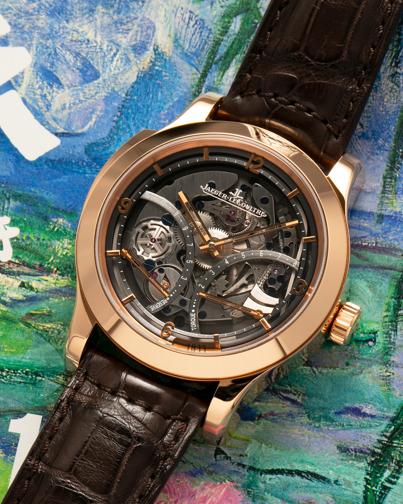 Brand: Jaeger LeCoultre
Year: 2008
Model: Master Minute Repeater 1833, 175th Anniversary Limited Edition of 175 Pieces
Reference Number: 151.2.67.S
Material: 18-carat Rose Gold
Movement: Jaeger LeCoultre Cal. 947 (Based on the Cal. 944), Manual-Winding
Case Diameter:  44mm x 15.6mm (Lug-to-Lug 52.6mm)
Lug Width: 22mm
Strap: Jaeger LeCoultre Dark Brown Alligator Leather Strap with Signed 18-carat Rose Gold Deployant Clasp 