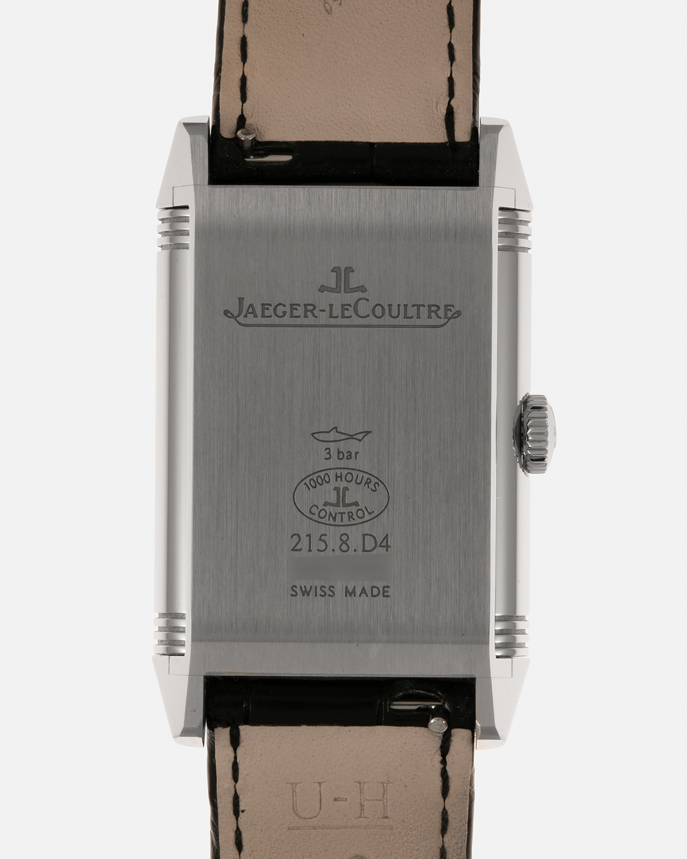 Brand: Jaeger LeCoultre Year: 2020 Model: Reverso Classic Large Duoface Q3848422 Reference Number: 215.8.D4 Material: Stainless Steel Movement: Jaeger LeCoultre Cal. 854A/2, Manual-Wind Case Dimensions: 47mm x 28.3mm x 10.3mm Lug Width: 20mm Strap: Jaeger LeCoultre Case Black Alligator Leather Strap with Signed Stainless Steel Deployant Buckle