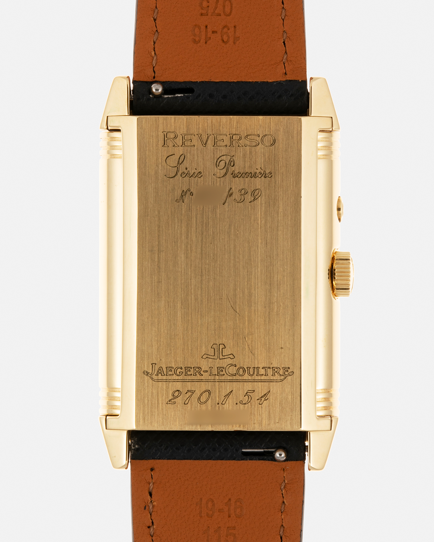 Brand: Jaeger LeCoultre Year: 2000s Model: Reverso Duoface Japan Edition Blue, Limited Edition of 39 Pieces Reference Number: 270.1.54 Case Material: 18-carat Yellow Gold Movement: Jaeger LeCoultre Cal. 854, Manual-Wind Case Diameter: 42mm x 26mm Lug Width: 19mm Strap: Molequin Navy Blue Textured Calf Leather Strap with Signed 1-carat Yellow Gold Deployant Clasp, with additional Jaeger LeCoultre Black Alligator Leather Strap (Used)