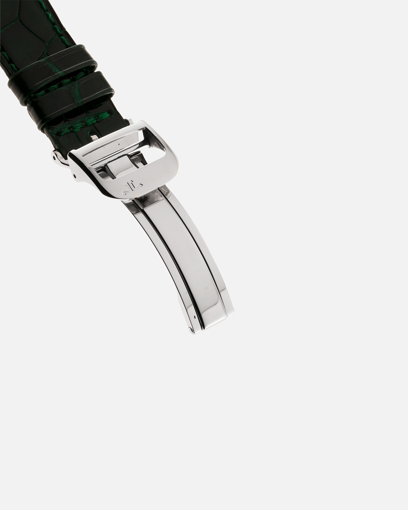Brand: Jaeger-LeCoultre Year: 1999 Model: Reverso Duo Serie Premier, Ref. 270.8.54 Green Japan Edition Material: Stainless Steel Movement: Cal. 854, Manual-Wind Case Diameter: 42 x 26mm Bracelet/Strap: Emerald Green Crocodile Leather Strap with Signed Stainless Steel Deployant Clasp