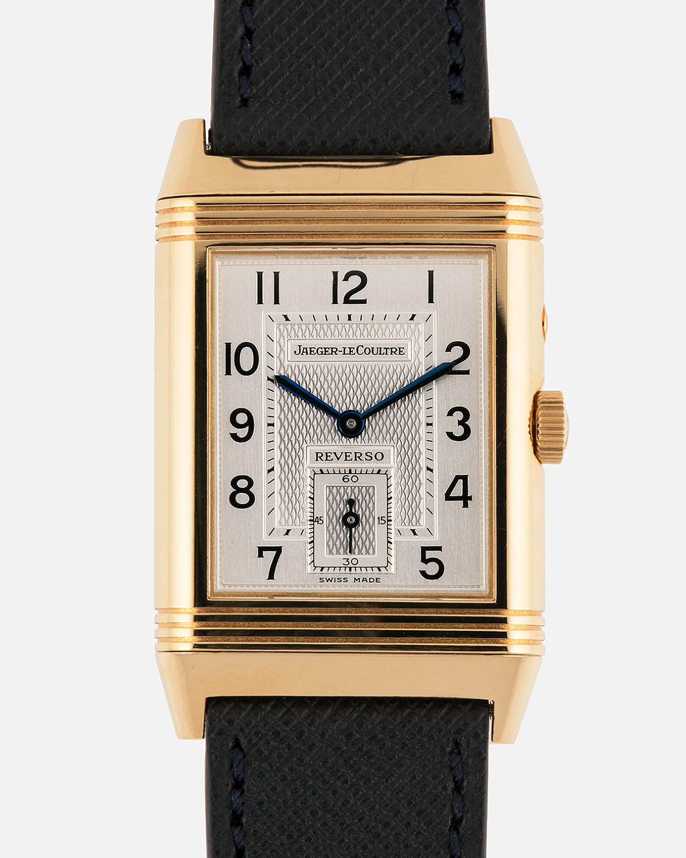 Brand: Jaeger-LeCoultre
Year: 1999
Model: Reverso Duoface Japan Edition Red, Limited Edition of 39 Pieces
Reference Number: 270.1.54
Material: 18-carat Yellow Gold
Movement: Jaeger-LeCoultre Cal. 854, Manual-Wind
Case Dimensions: 42mm (Including Lugs) x 26mm
Lug Width: 19mm
Strap: Molequin Navy Blue Textured Calf Strap with Signed 18-carat Yellow Gold Tang Buckle