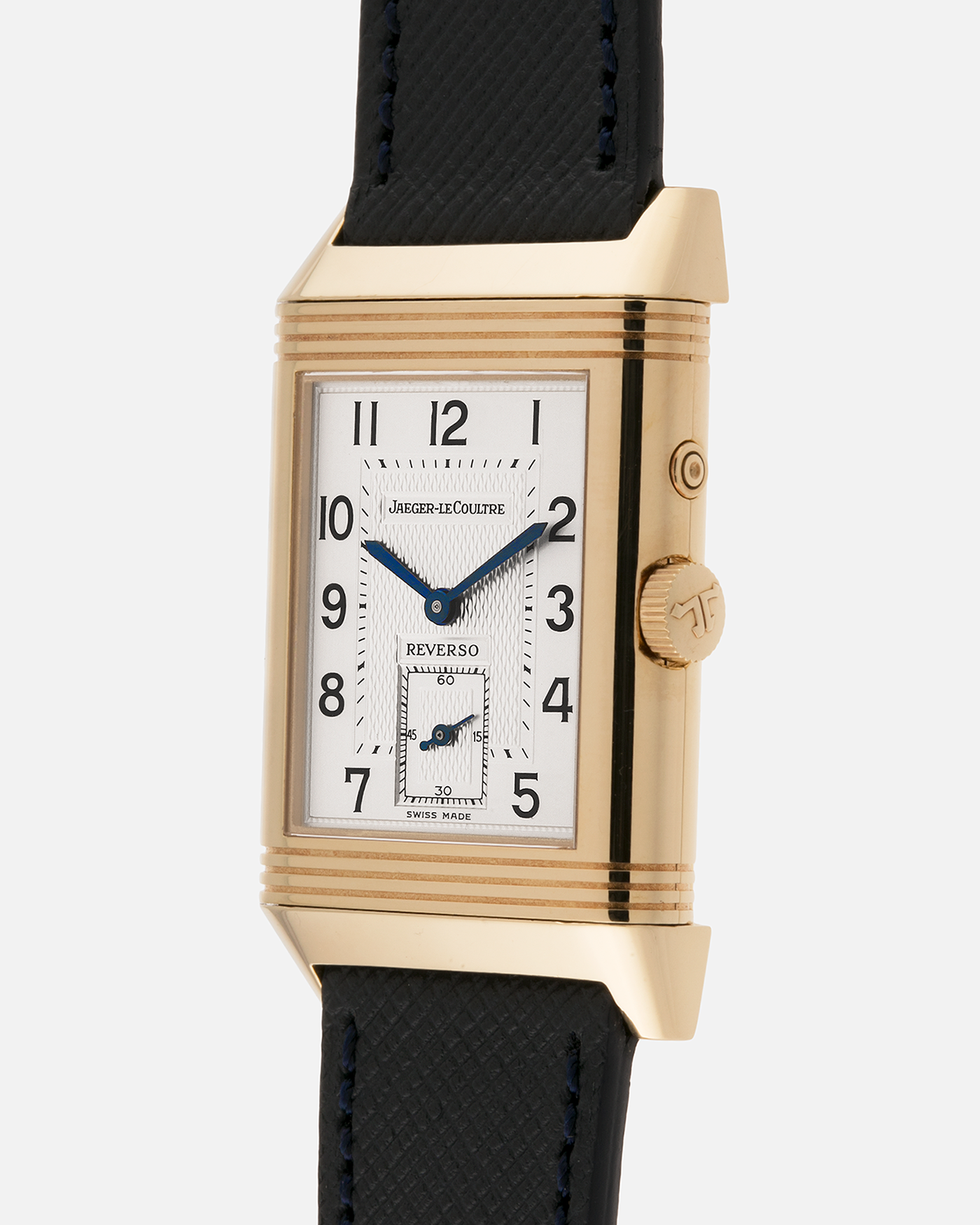 Brand: Jaeger-LeCoultre
Year: 1999
Model: Reverso Duoface Japan Edition Red, Limited Edition of 39 Pieces
Reference Number: 270.1.54
Material: 18-carat Yellow Gold
Movement: Jaeger-LeCoultre Cal. 854, Manual-Wind
Case Dimensions: 42mm (Including Lugs) x 26mm
Lug Width: 19mm
Strap: Molequin Navy Blue Textured Calf Strap with Signed 18-carat Yellow Gold Tang Buckle