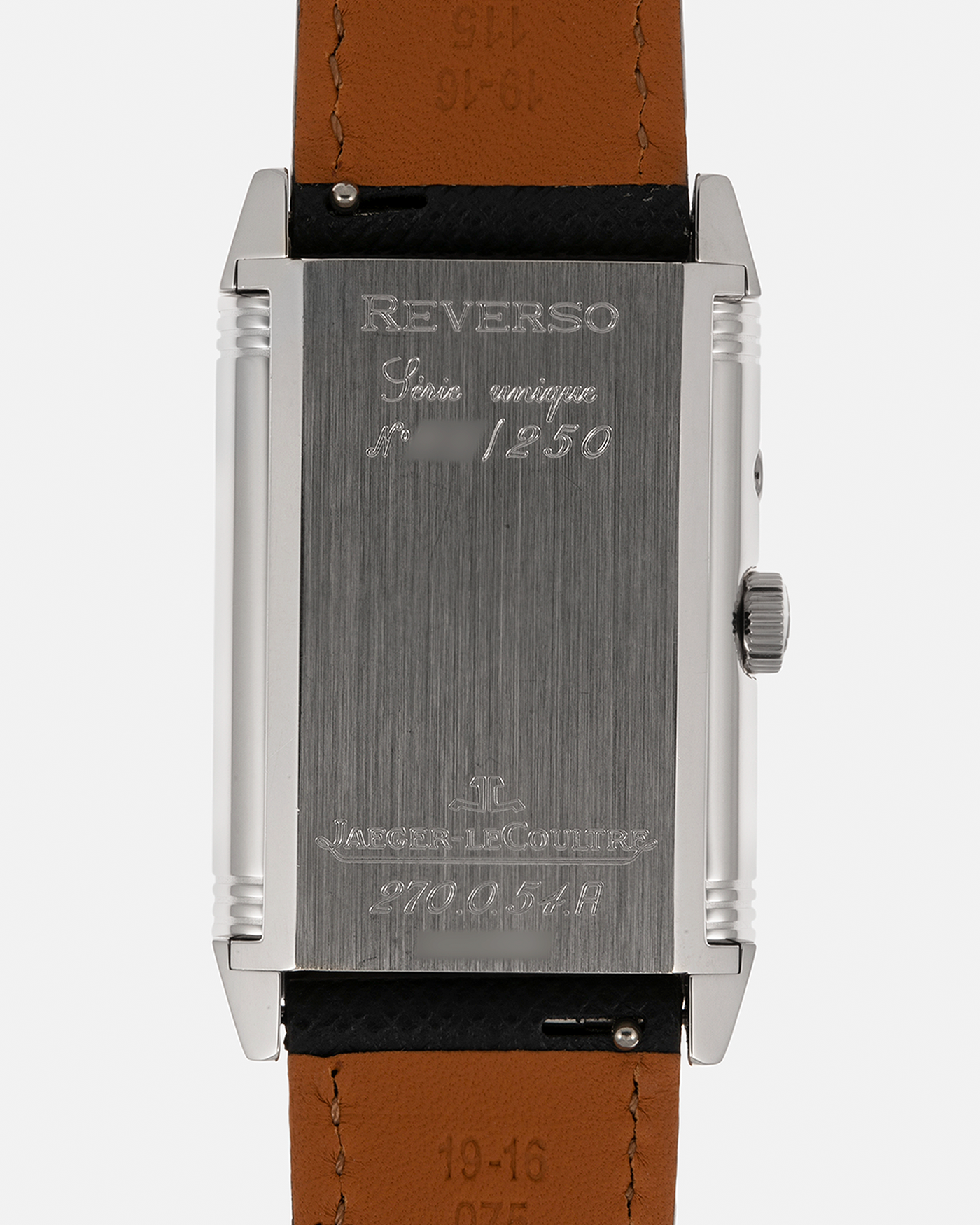 Brand: Jaeger LeCoultre
Year: 1990s
Model: Reverso Duoface Japan Edition, Limited Edition of 250 pieces
Reference: 270.0.54A
Material: 18-carat White Gold, 18-carat Rose Gold
Movement: Jaeger LeCoultre Cal. 854, Manual-Wind
Case Dimensions: 42mm (Including Lugs) x 26mm
Lug Width: 19mm
Strap: Molequin Dark Navy Textured Calf Leather Strap with Signed 18-carat White Gold Deployant Clasp