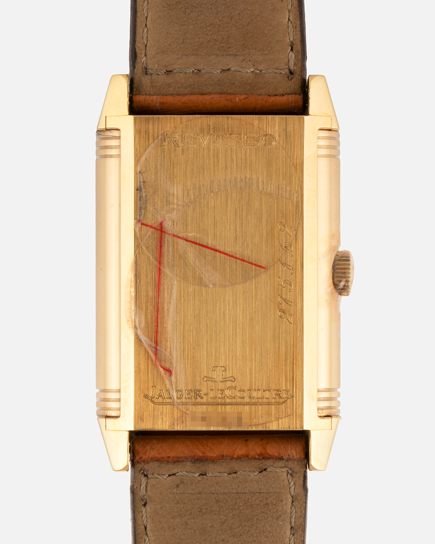 Brand: Jaeger LeCoultre
Year: 1995
Model: Reverso Geneva Fountain / Cathedral Saint-Pierre
Reference: 275.1.62 / 275.142.626 YG
Material: 18k Yellow Gold
Movement: Jaeger LeCoultre Cal. 852, Manual-Winding
Case Dimensions: 42mm X 26mm (10mm Thickness)
Lug Width: 19mm
Strap: Brown Jaeger-LeCoutre Ostrich Leather Strap with Jaeger-LeCoultre 18k Yellow Gold Tang Buckle