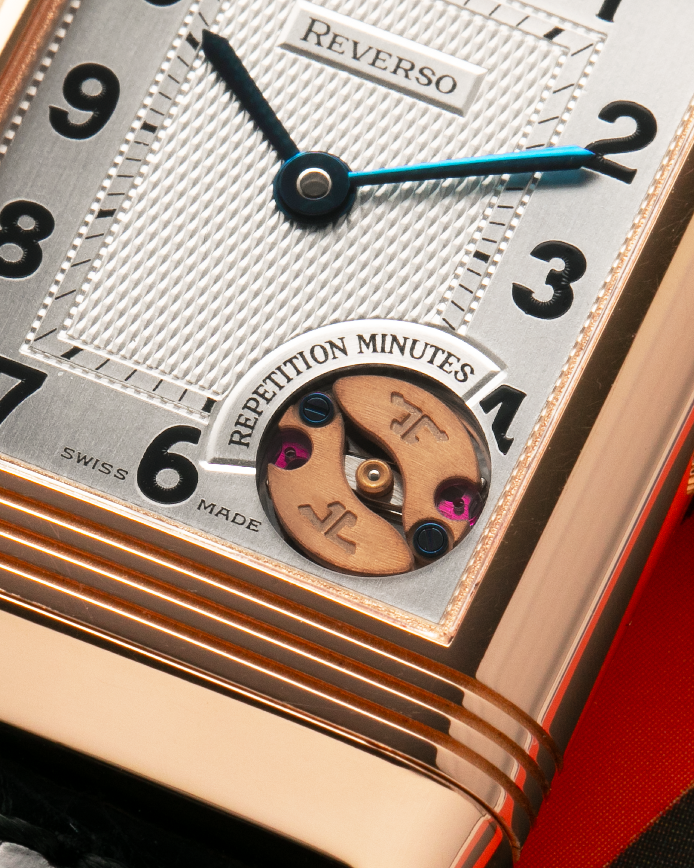Brand: Jaeger LeCoultre
Year: 1994
Model: Reverso Minute Repeater, Limited to 500 pieces
Reference: 270.2.72
Material: 18-carat Rose Gold
Movement: Jaeger LeCoultre Cal. 943 , Manual-Winding
Case Dimensions: 42mm (Including Lugs) x 26mm x 10mm
Lug Width: 19mm
Strap: Black Jaeger-LeCoultre Alligator Strap and Signed Jaeger-LeCoultre 18-carat Rose Gold Deployant Clasp