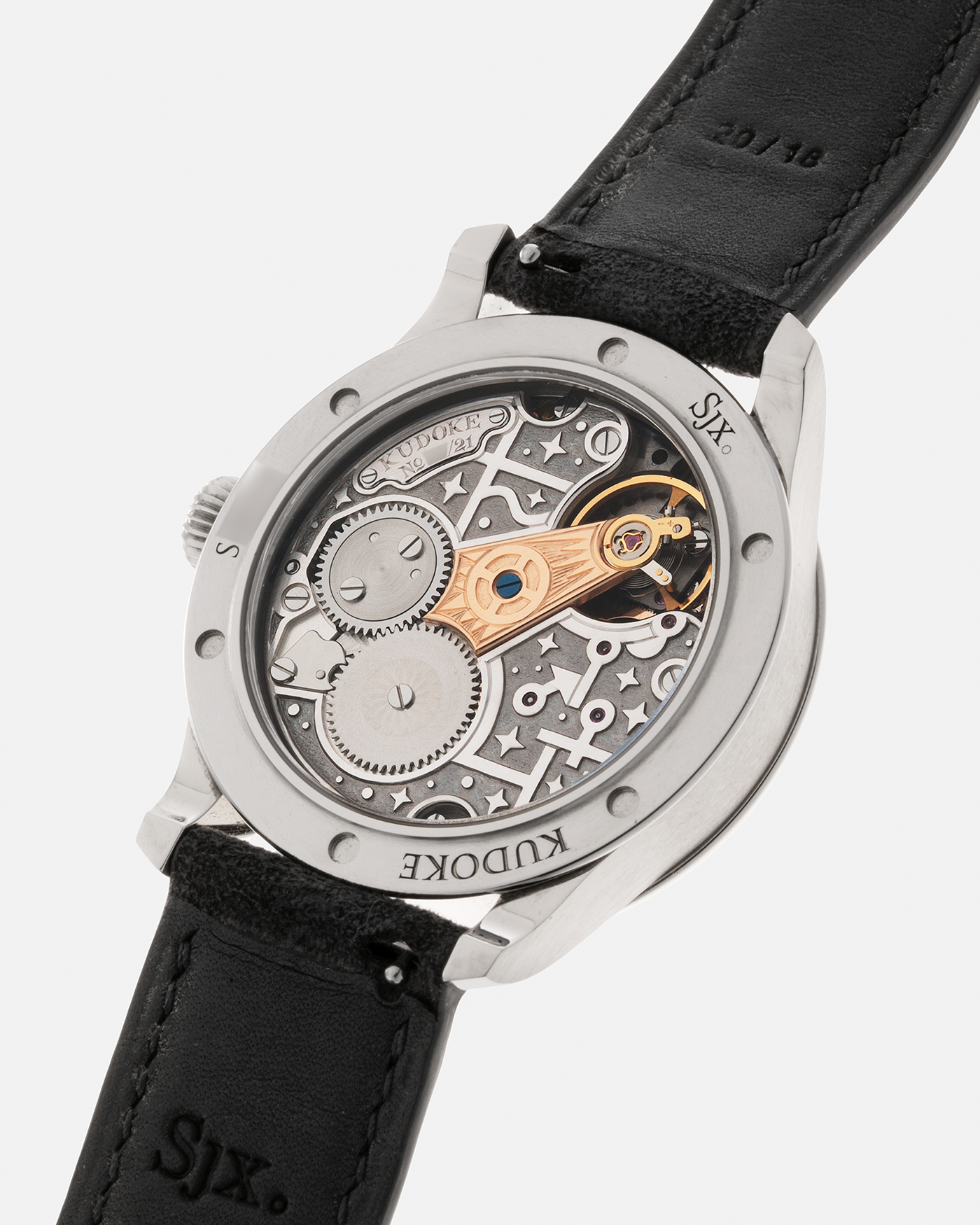 Brand: Kudoke Year: 2021 Model: Kudoke 2 ‘Zodiac’ x SJX, Limited Edition of 21 pieces (Only 12 Full Titanium Examples) Material: Grade 5 Titanium Movement: Kudoke Kaliber 1-24H, Manual-Winding Case Dimensions: 39mm x 10.7mm Lug Width: 20mm Strap: Kudoke Alcantara Grey Strap with Signed Titanium Tang Buckle