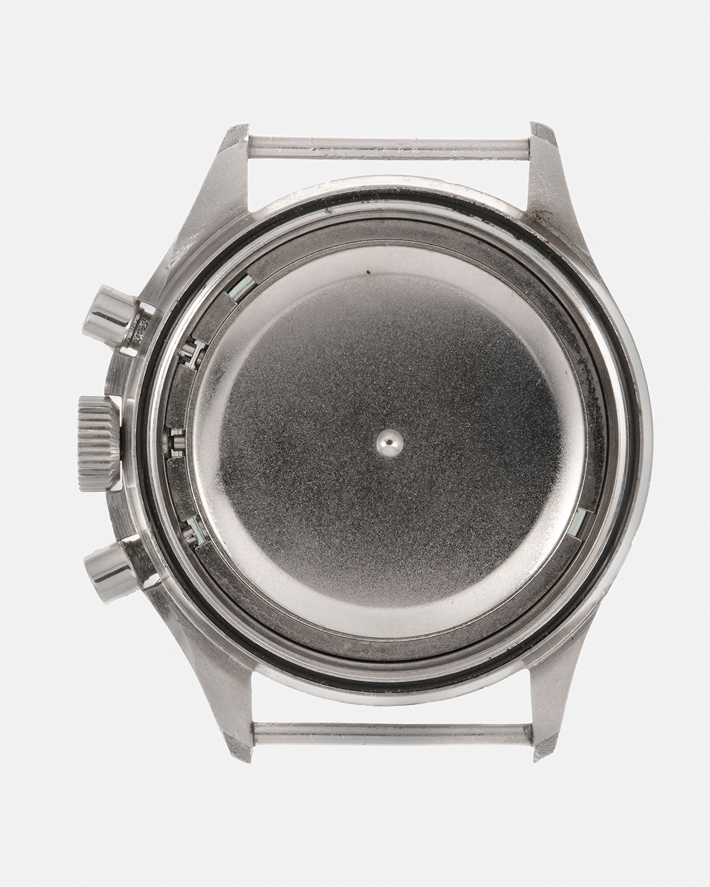 Brand: Lemania Year: 1975 Model: ‘Double Pusher’ Royal Navy Chronograph, Estimated 500 pieces only Reference Number: 818 Material: Stainless Steel Movement: Lemania 2220, Manual-Winding Case Diameter: 40mm Lug Width: 20mm Strap: Auricoste Military Green NATO Strap