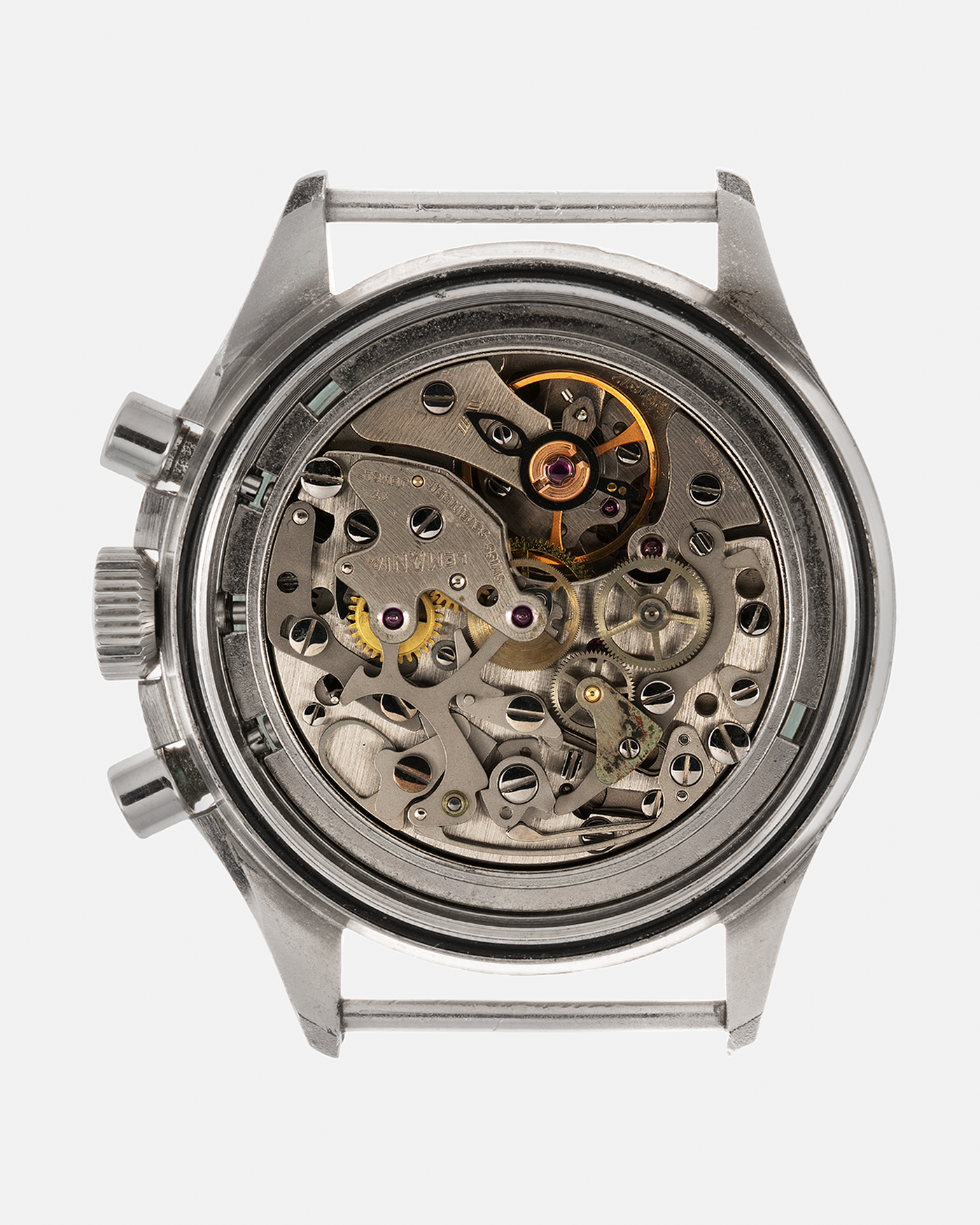 Brand: Lemania Year: 1975 Model: ‘Double Pusher’ Royal Navy Chronograph, Estimated 500 pieces only Reference Number: 818 Material: Stainless Steel Movement: Lemania 2220, Manual-Winding Case Diameter: 40mm Lug Width: 20mm Strap: Auricoste Military Green NATO Strap
