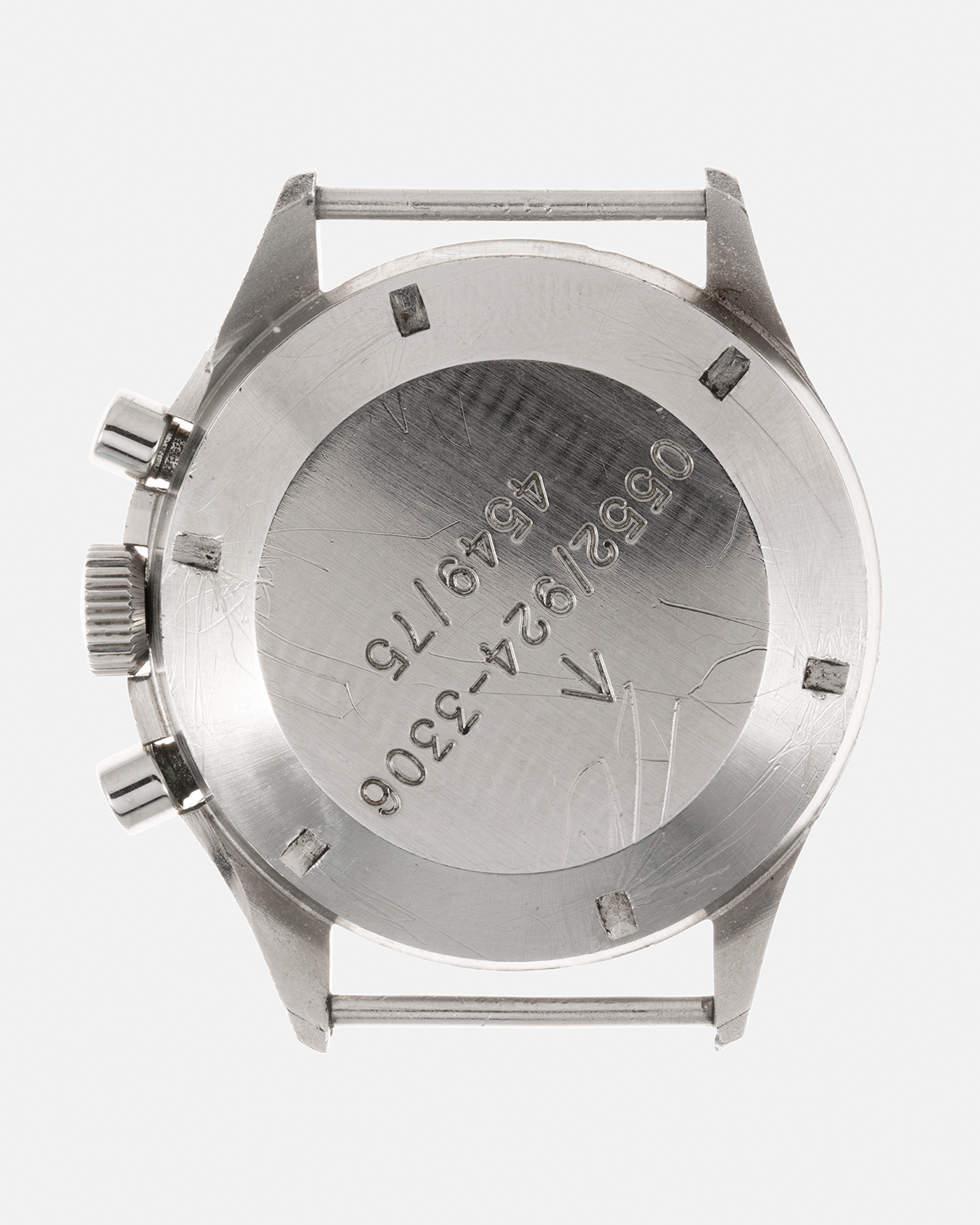 Brand: Lemania Year: 1975 Model: ‘Double Pusher’ Royal Navy Chronograph, Estimated 500 pieces only Reference Number: 818 Material: Stainless Steel Movement: Lemania 2220, Manual-Winding Case Diameter: 40mm Lug Width: 20mm Strap: Auricoste Military Green NATO Strap