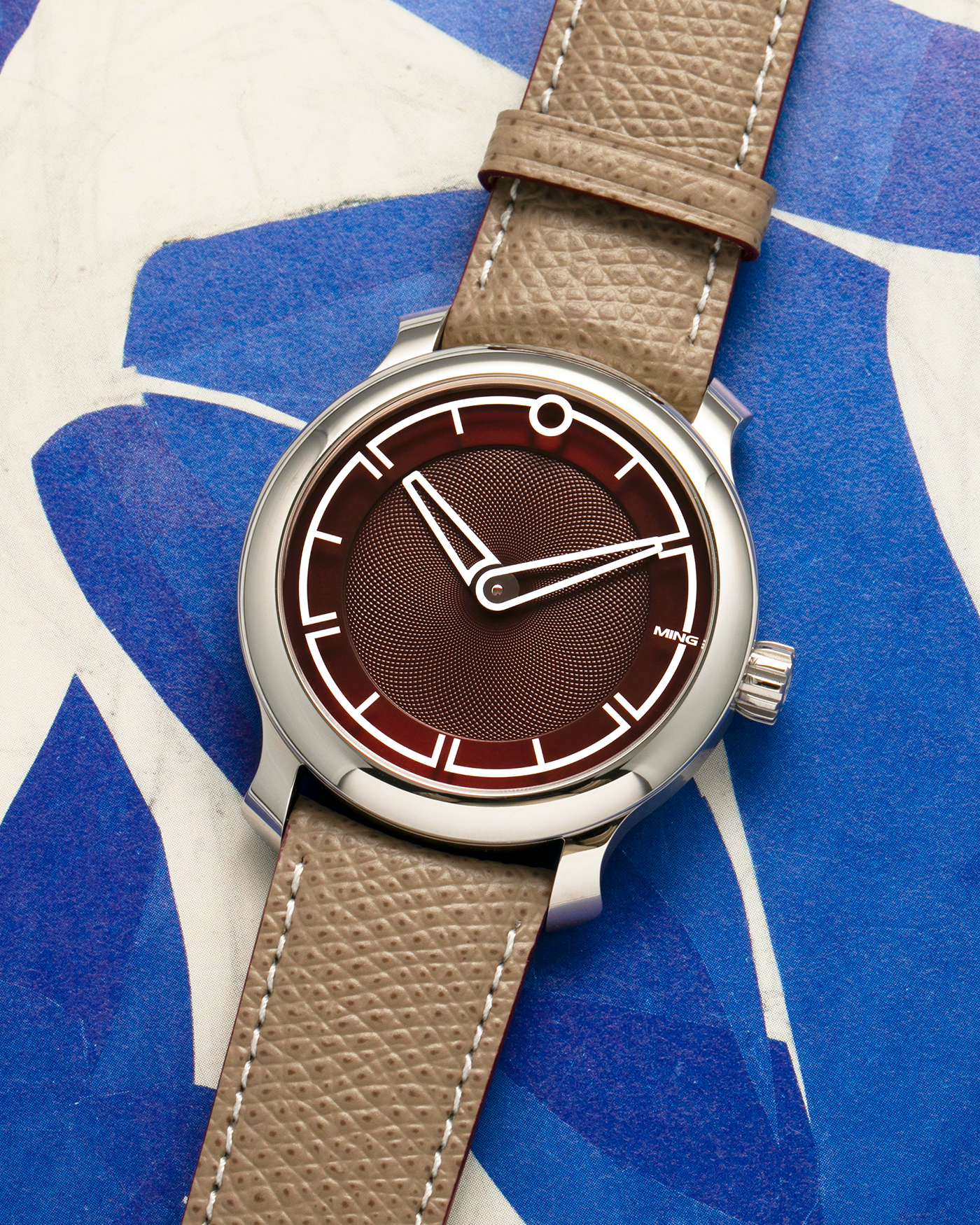 Brand: MING
Year: 2022
Model: 17.09
Material: Stainless Steel 316L
Movement: MING Cal. 330.M1 (Heavily Modified Sellita Cal. SW330-2), Manual-Winding
Case Dimensions: 38mm x 10mm
Lug Width: 20mm
Strap: Jean Rousseau Taupe Leather for MING with Signed Stainless Steel Tang Buckle
