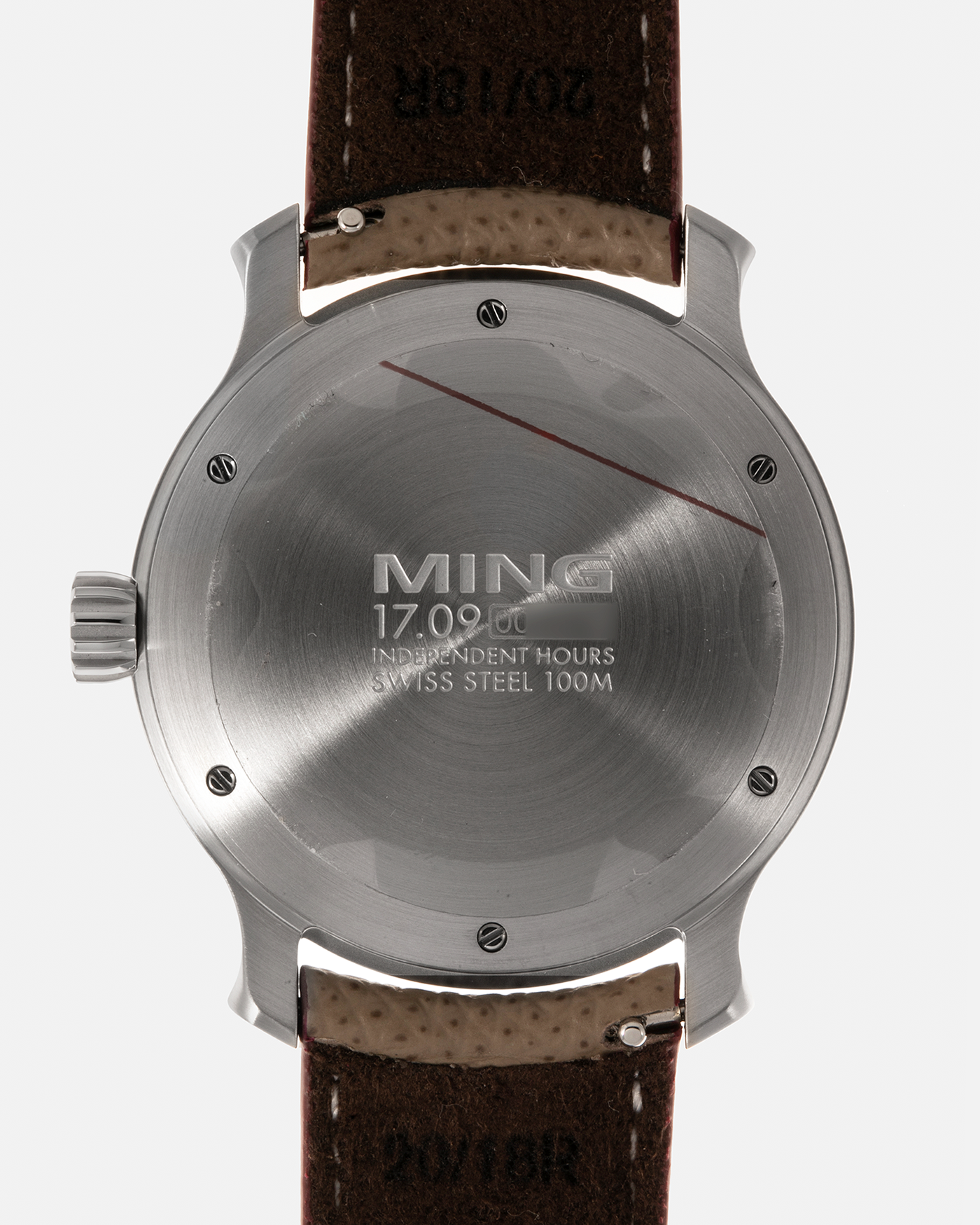 Brand: MING
Year: 2022
Model: 17.09
Material: Stainless Steel 316L
Movement: MING Cal. 330.M1 (Heavily Modified Sellita Cal. SW330-2), Manual-Winding
Case Dimensions: 38mm x 10mm
Lug Width: 20mm
Strap: Jean Rousseau Taupe Leather for MING with Signed Stainless Steel Tang Buckle