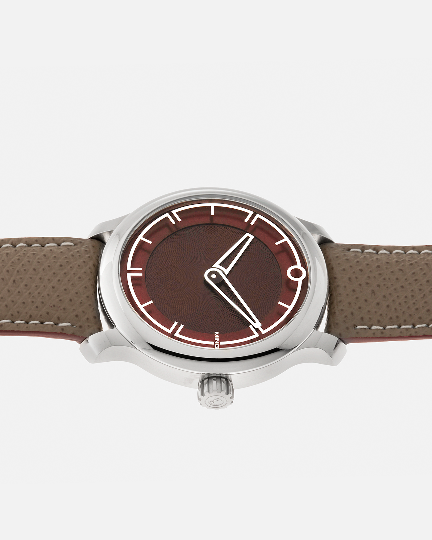 Brand: MING
Year: 2022
Model: 17.09
Material: Stainless Steel 316L
Movement: MING Cal. 330.M1 (Heavily Modified Sellita Cal. SW330-2), Manual-Winding
Case Dimensions: 38mm x 10mm
Lug Width: 20mm
Strap: Jean Rousseau Taupe Leather for MING with Signed Stainless Steel Tang Buckle