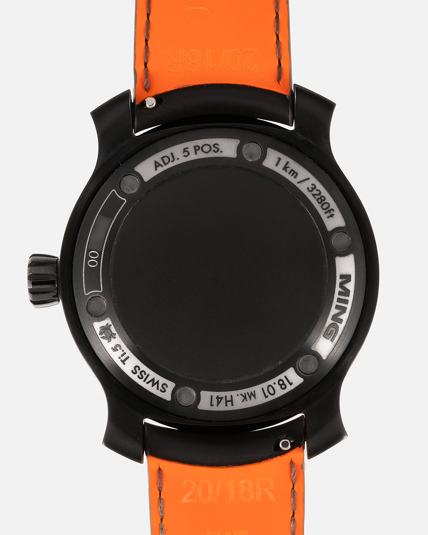 Brand: Ming Year: 2020 Model: 18.01 H41 Diver DLC Material: DLC Coated Grade-5 Titanium Movement: Heavily Modified ETA 2824-2 Case Diameter: 40mm Strap: Jean Rousseau Black Rubber for MING