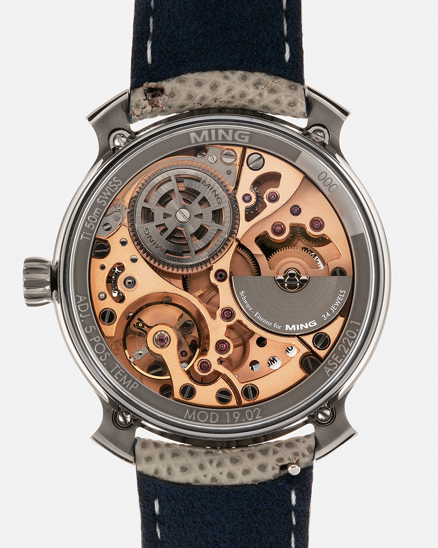 Brand: MING
Year: 2020
Model: 19.02 World Timer
Material: Grade 5 Titanium
Movement: Schwarz-Etienne for MING Cal. ASE 220.1, Manual-Winding
Case Dimensions: 39mm x 10.9mm (Lug-to-Lug 43.9mm)
Lug Width: 20mm
Strap: Jean Rousseau for MING Grey Calf Leather Strap with Signed Grade 5 Titanium Tang Buckle