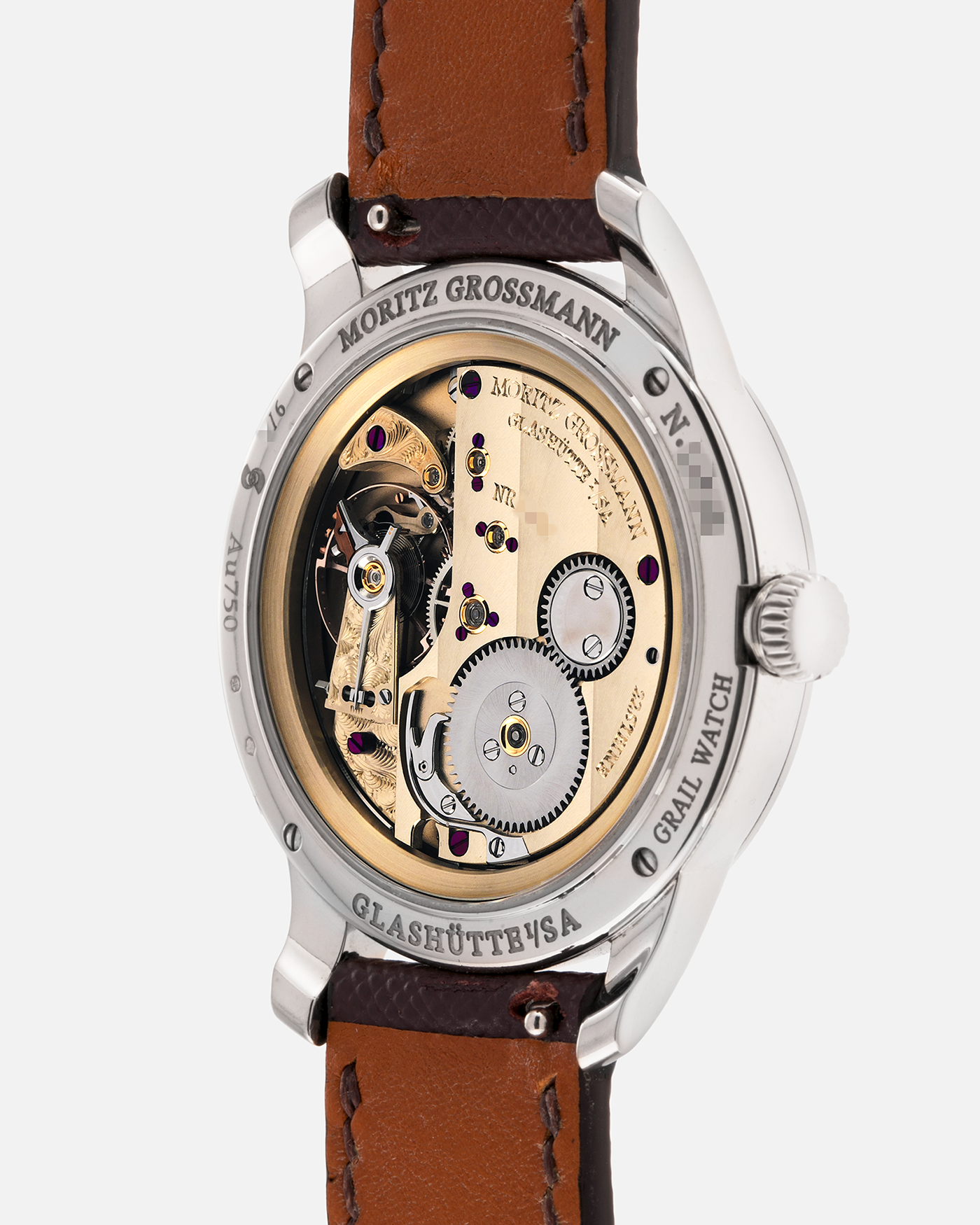 Brand: Moritz Grossmann
Year: 2023
Model: Benu 37 Grail Watch ‘Silver Bullet’
Reference Number: MG-003588
Material: 18k White Gold
Movement: Manual-Winding Cal. 102.1
Case Dimensions: 37mm Diameter 9.4mm Thickness
Strap: Moritz Grossman Anemone Kudu Leather Strap, Delugs White Himalayan Alligator Strap, Strapology Purple Textured Calf Strap and 18k White Gold Moritz Grossmann Tang Buckle