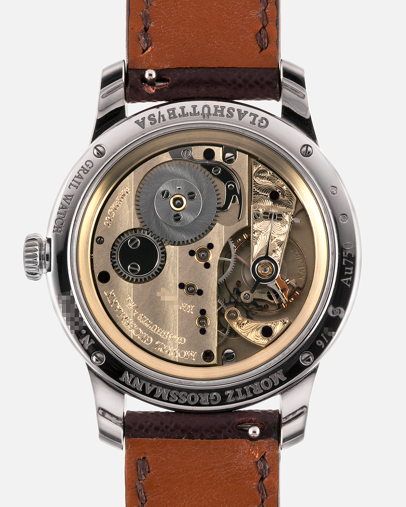 Brand: Moritz Grossmann
Year: 2023
Model: Benu 37 Grail Watch ‘Silver Bullet’
Reference Number: MG-003588
Material: 18k White Gold
Movement: Manual-Winding Cal. 102.1
Case Dimensions: 37mm Diameter 9.4mm Thickness
Strap: Moritz Grossman Anemone Kudu Leather Strap, Delugs White Himalayan Alligator Strap, Strapology Purple Textured Calf Strap and 18k White Gold Moritz Grossmann Tang Buckle