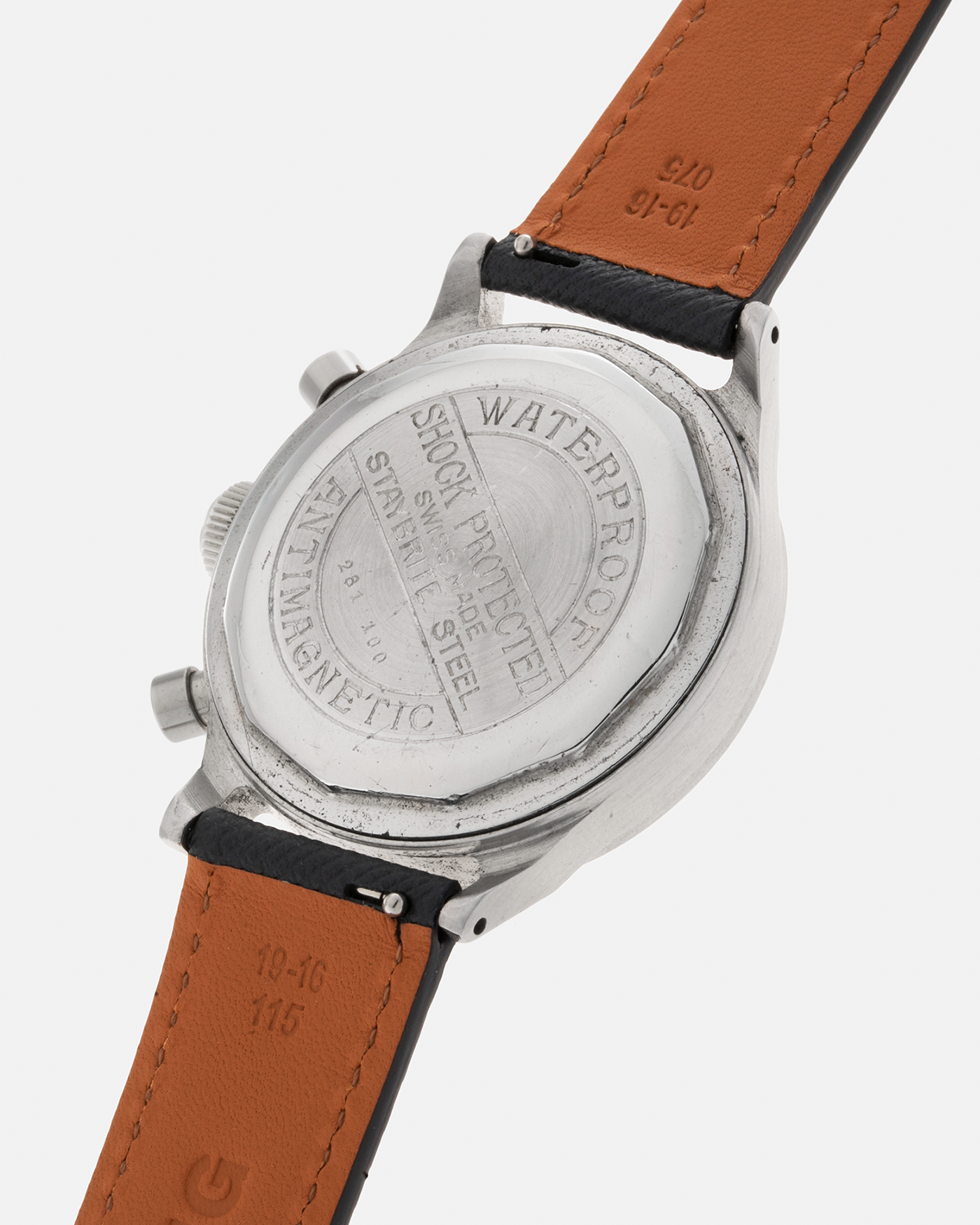 Brand: Mulco Year: 1940s Material: Stainless Steel Movement: Valjoux Cal. 22, Manual-Winding Case Diameter: 38mm (Spillman Case) Lug Width: 19mm Strap: Molequin Navy Textured Calf Leather Strap