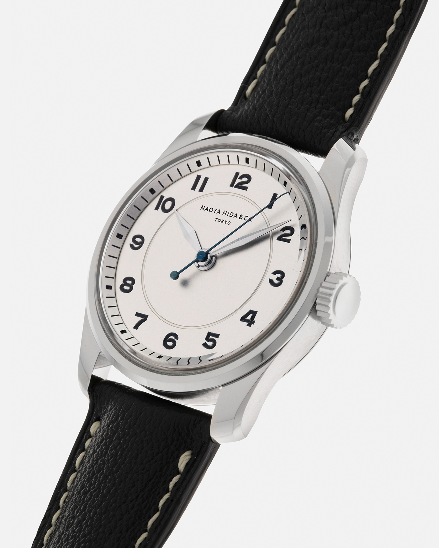 Brand: Naoya Hida
Year: 2024
Model: NH Type 4A
Material: 904L Stainless Steel Case, German Silver Dial
Movement: NH Cal. 3020SS (Based on Valjoux Cal. 7750), Manual-Winding
Case Dimensions: 36mm x 11mm (42mm Lug-to-Lug)
Lug Width: 20mm
Strap: Jean Rousseau Dark Brown Leather Strap with Signed 904L Stainless Steel Tang Buckle